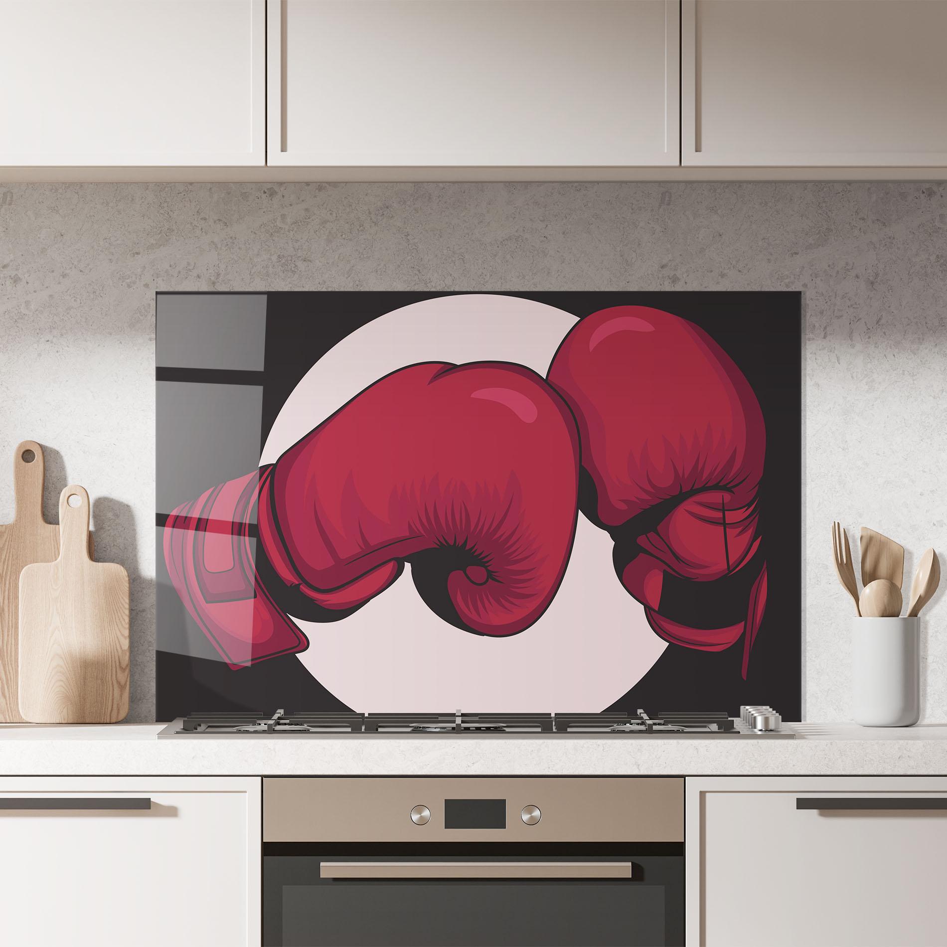 Küchenrückwand Glas Boxing Cream Circle mockup 7
