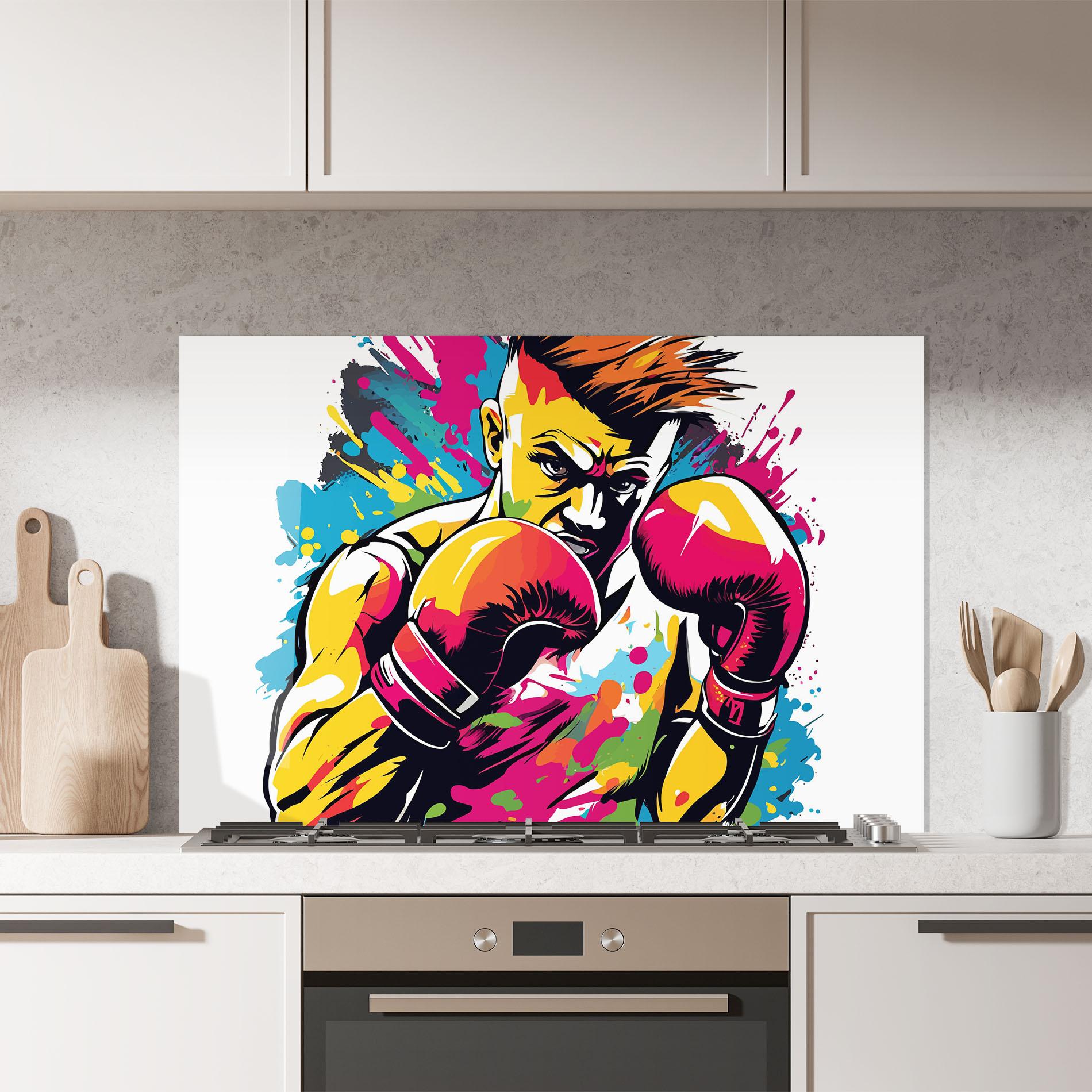 Küchenrückwand Glas Boxing Illustration mockup 7
