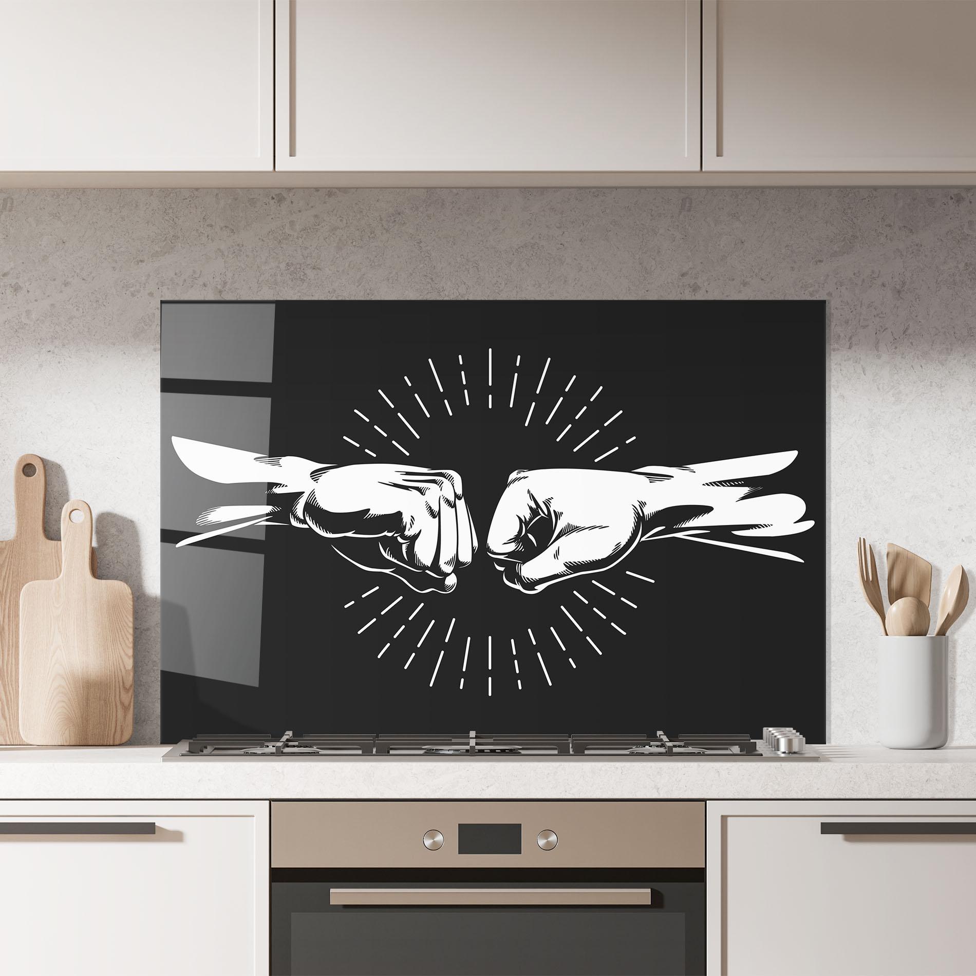 Küchenrückwand Glas Grey Handshake Box mockup 7