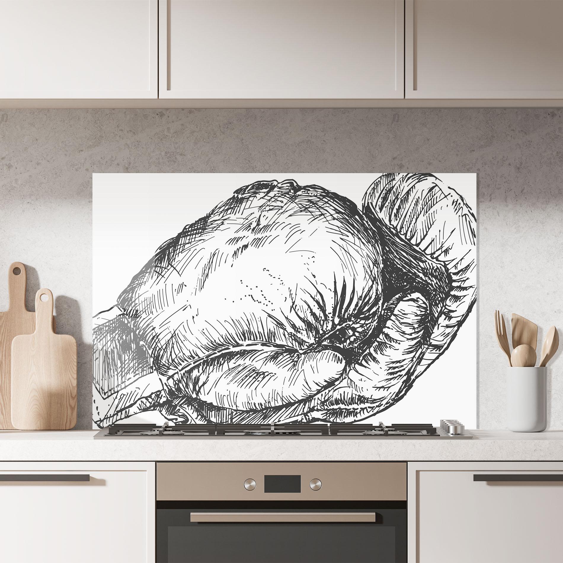 Küchenrückwand Glas Grey Line Glove mockup 7