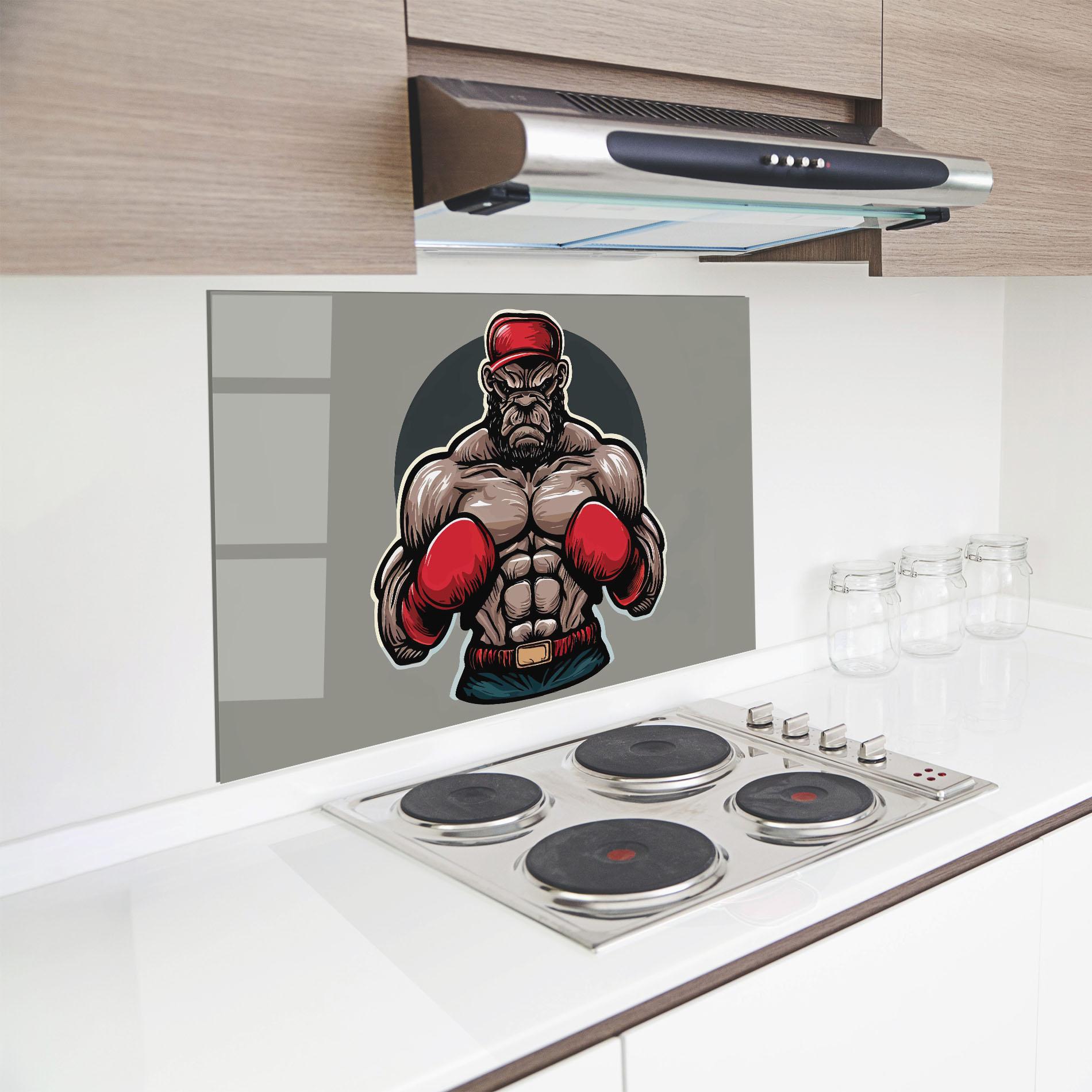Küchenrückwand Glas Boxer Character mockup 8