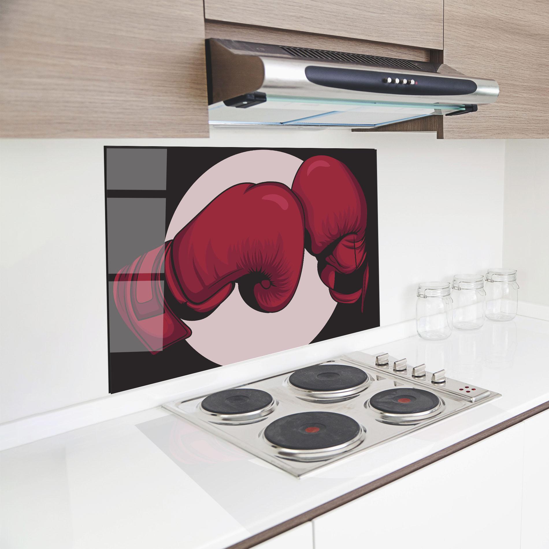 Küchenrückwand Glas Boxing Cream Circle mockup 8