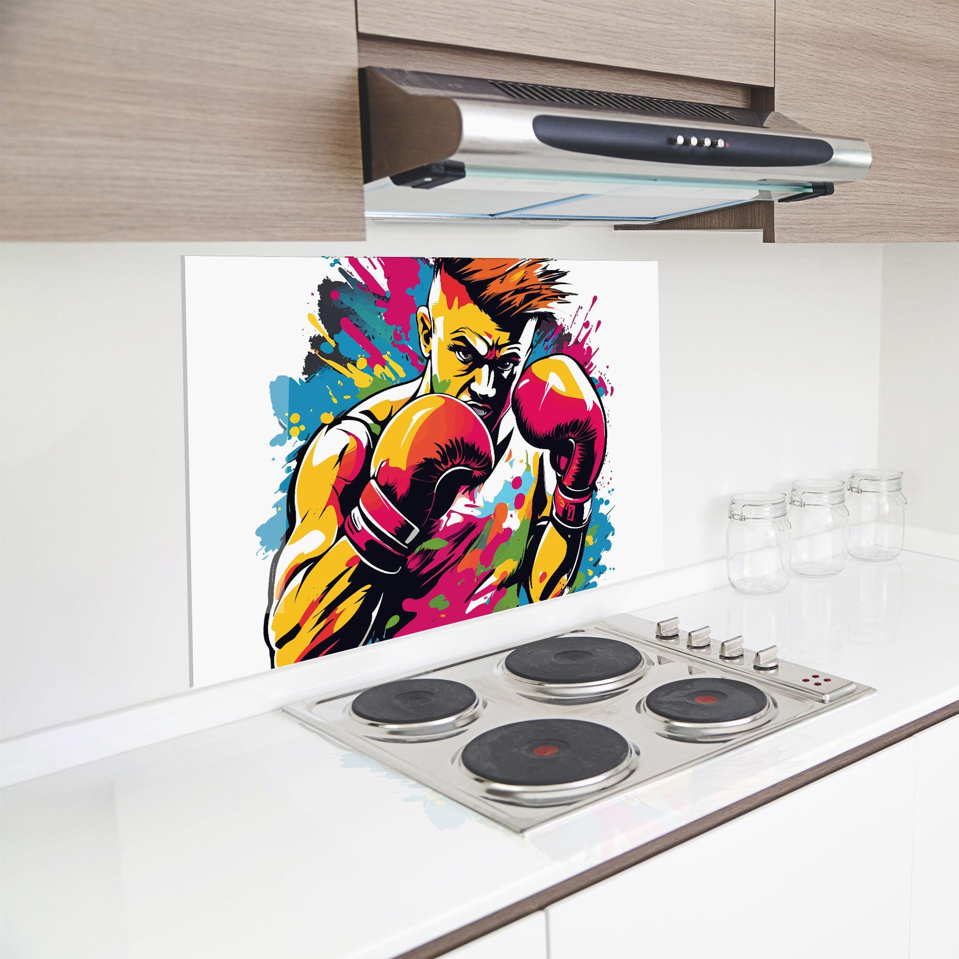 Küchenrückwand Glas Boxing Illustration mockup 8