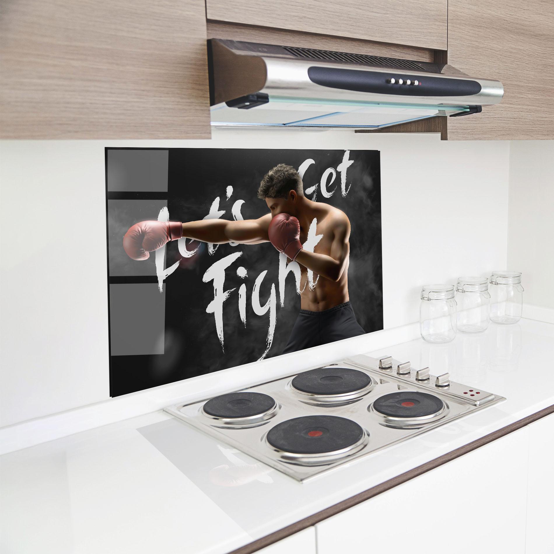 Küchenrückwand Glas Lets Get Fight mockup 8