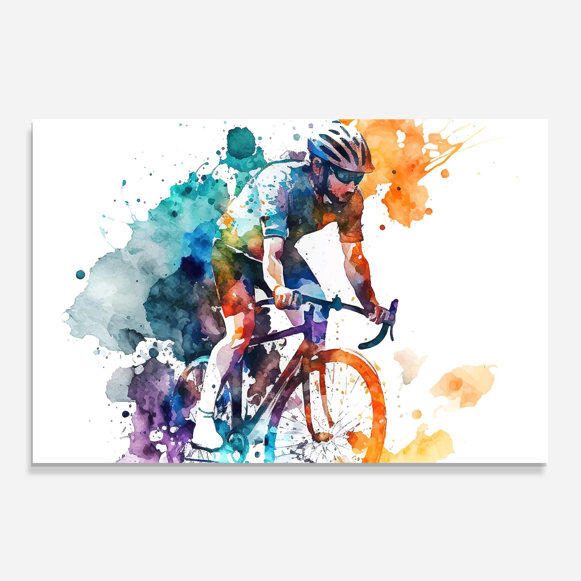 Küchenrückwand Glas Cycling Watercolor mockup 0