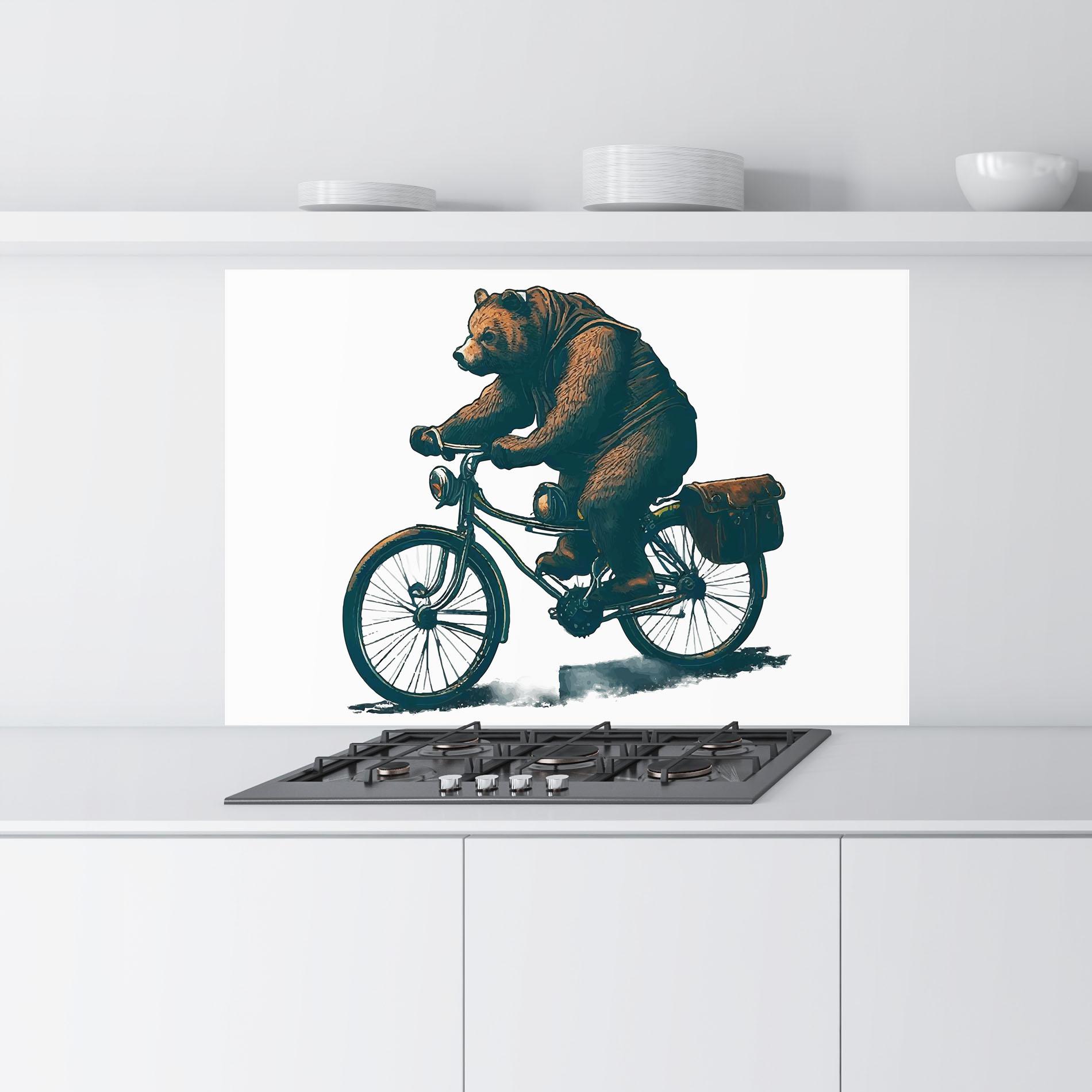 Küchenrückwand Glas Bear Bike mockup 9