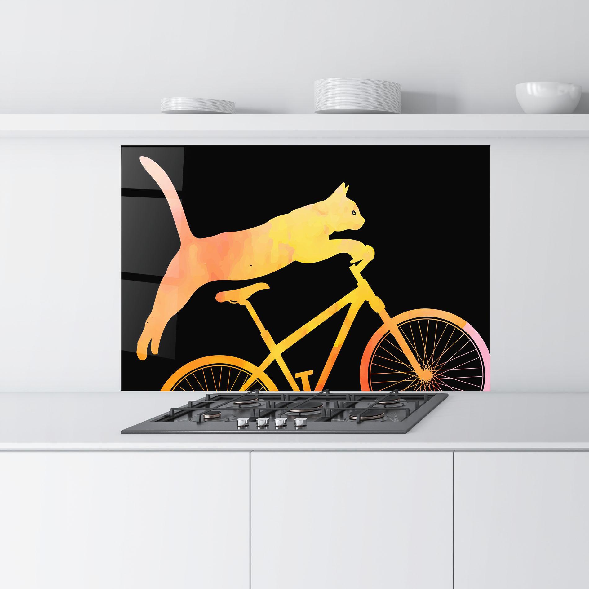 Küchenrückwand Glas Cat Bike mockup 9