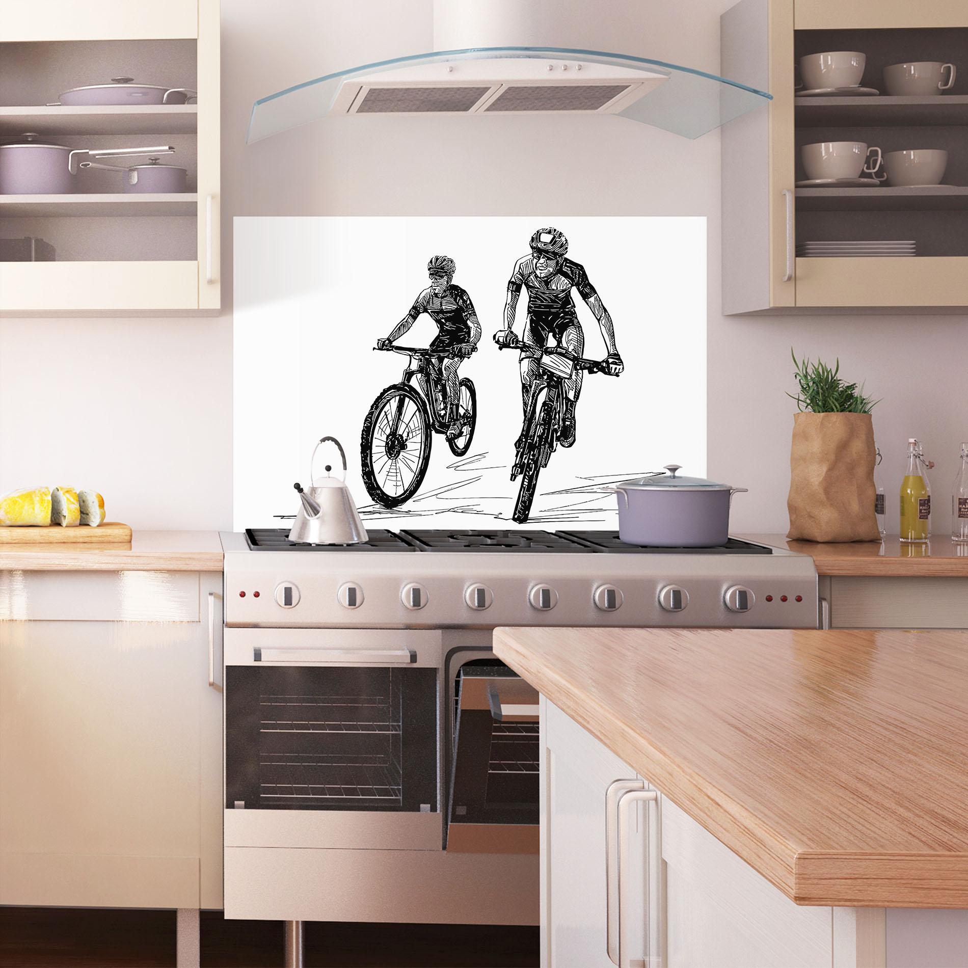 Küchenrückwand Glas Bike Couple Line mockup 1