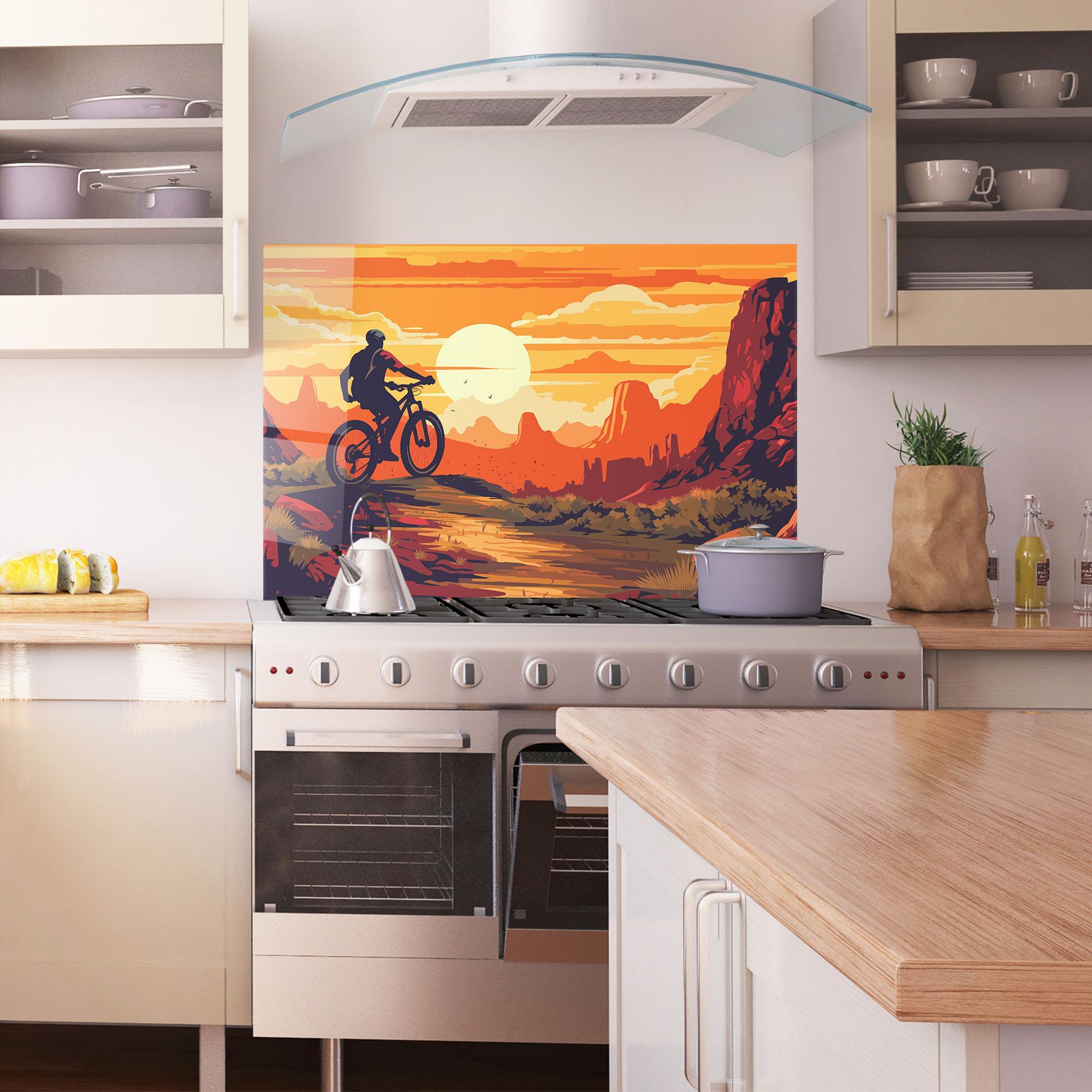 Küchenrückwand Glas Bike Mountain View mockup 1