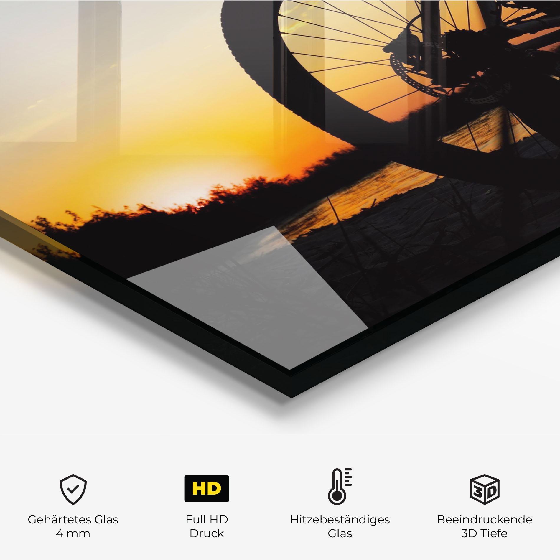 Küchenrückwand Glas Beach Bike Silhouette mockup 2