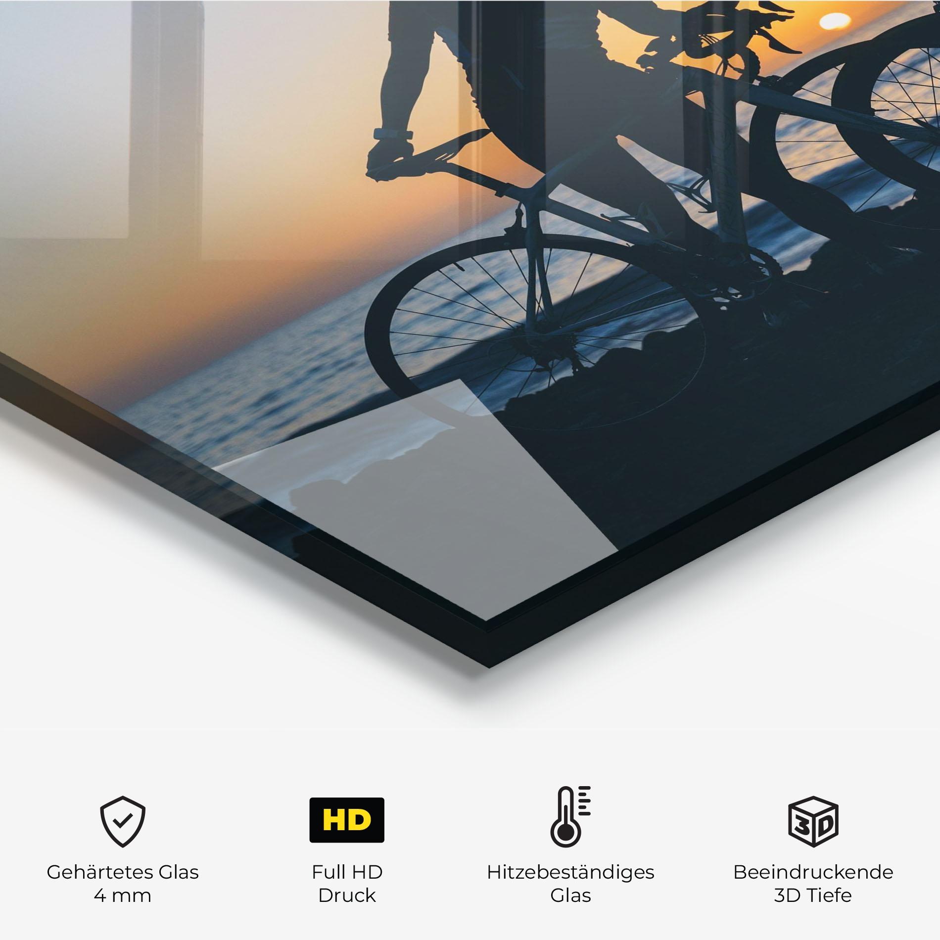 Küchenrückwand Glas Bike Couple Kissing mockup 2