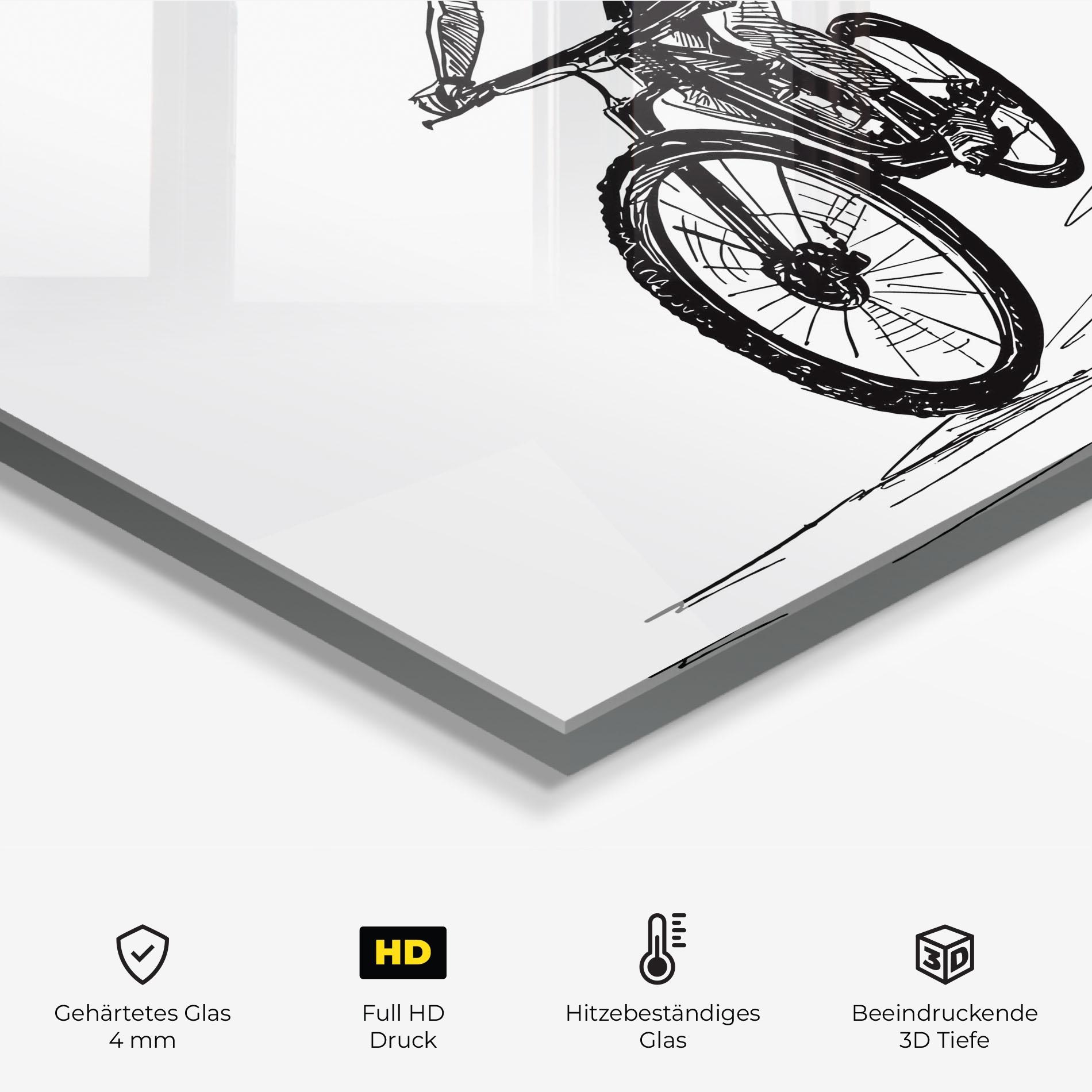 Küchenrückwand Glas Bike Couple Line mockup 2