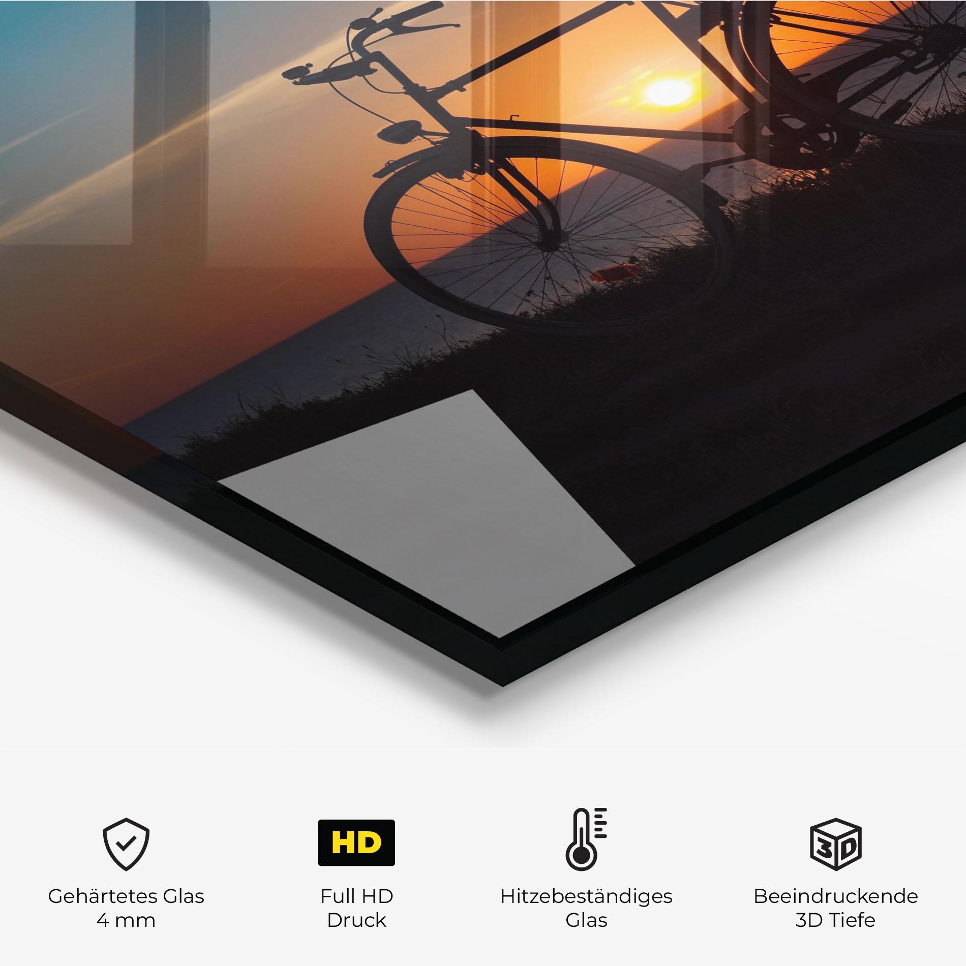 Küchenrückwand Glas Bike Silhouette mockup 2