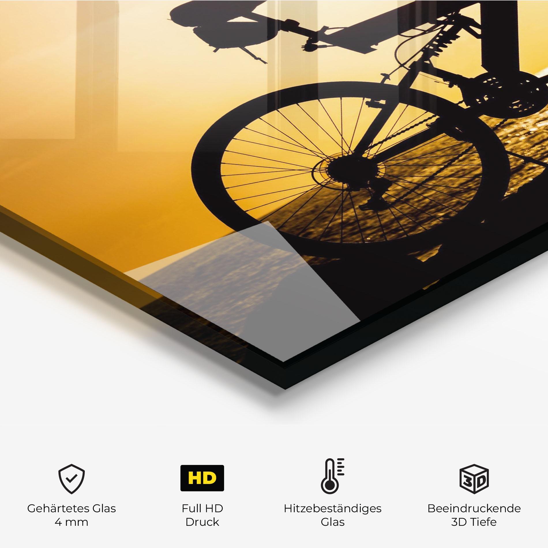 Küchenrückwand Glas Cream Sky Bike mockup 2