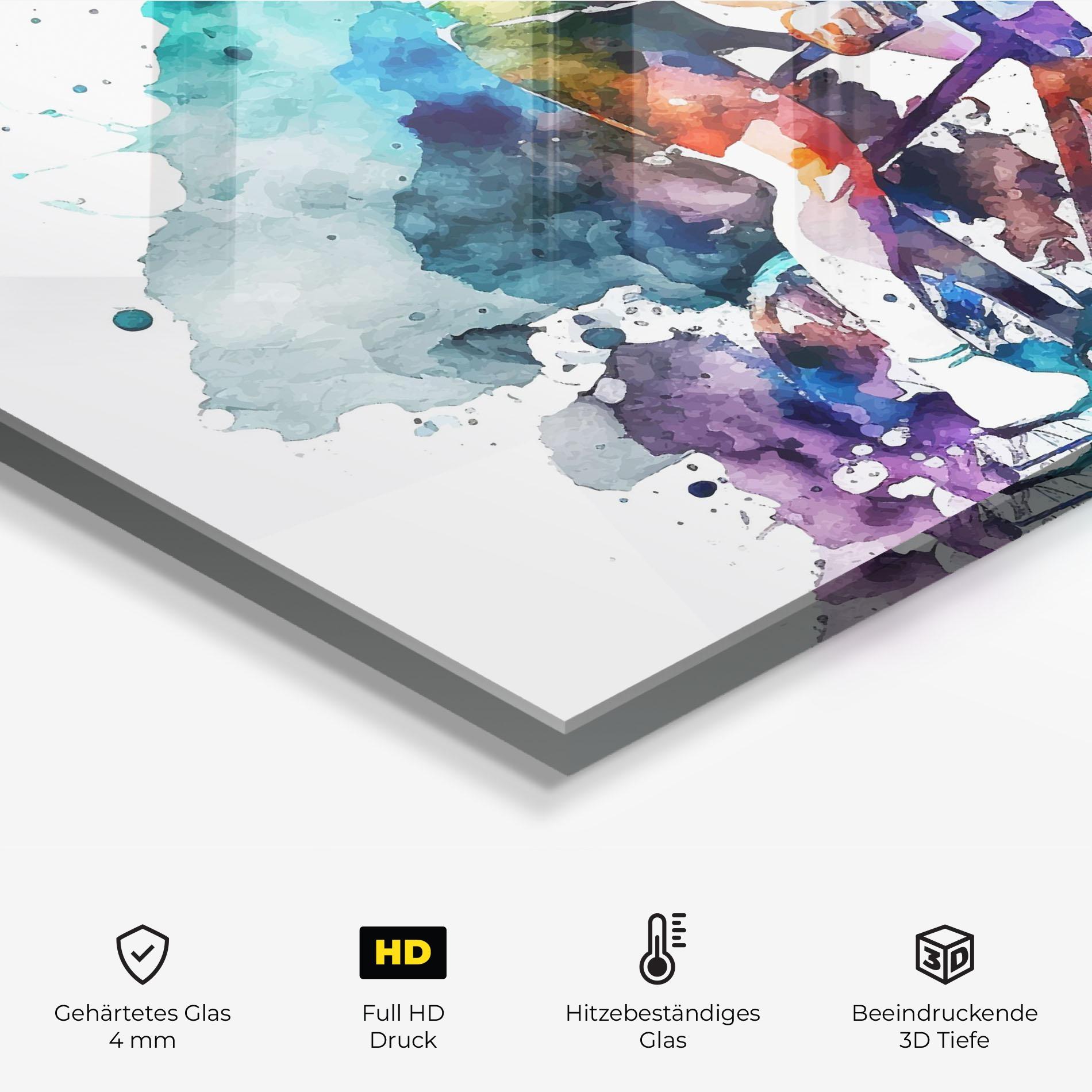 Küchenrückwand Glas Cycling Watercolor mockup 2