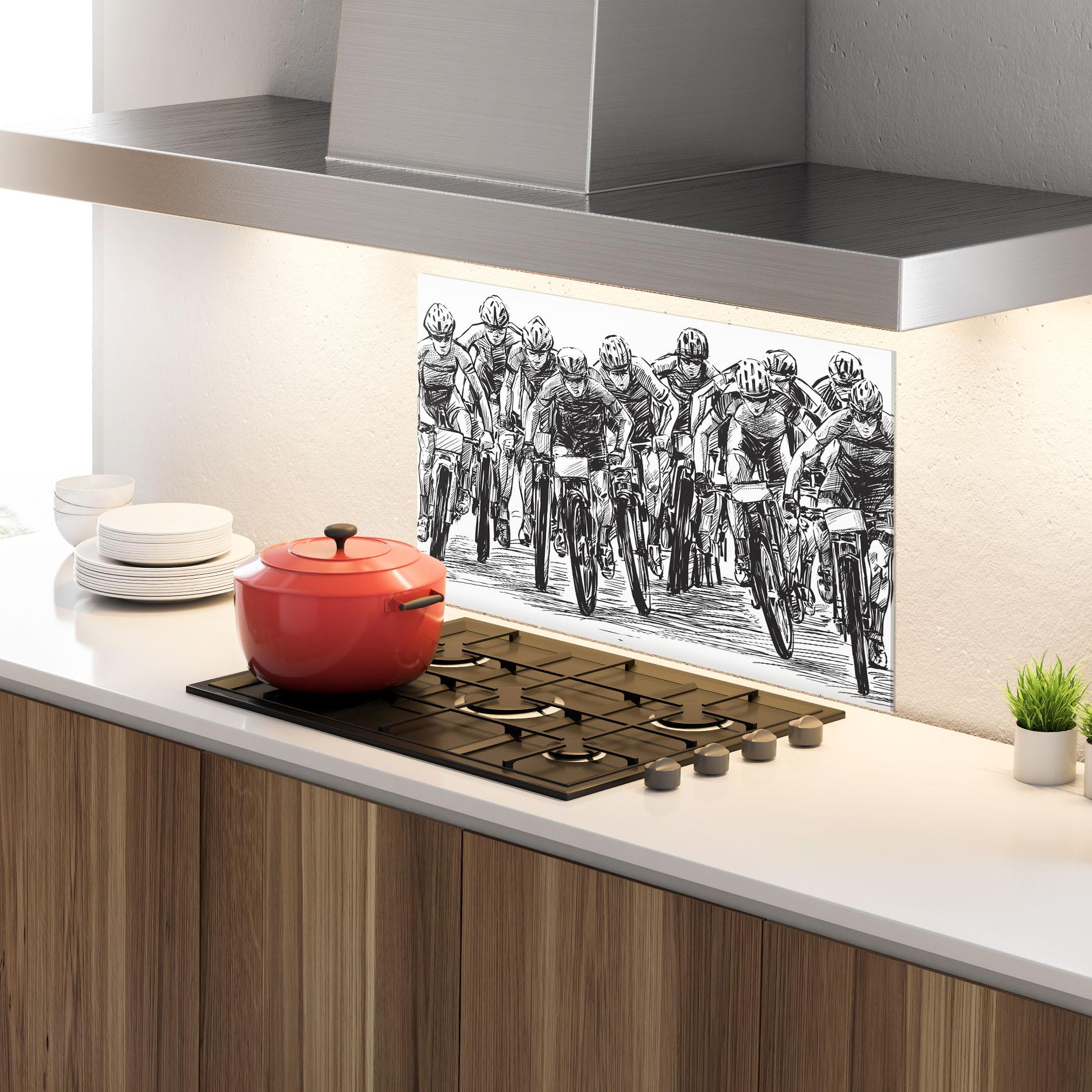 Küchenrückwand Glas Bike Contest Line mockup 4