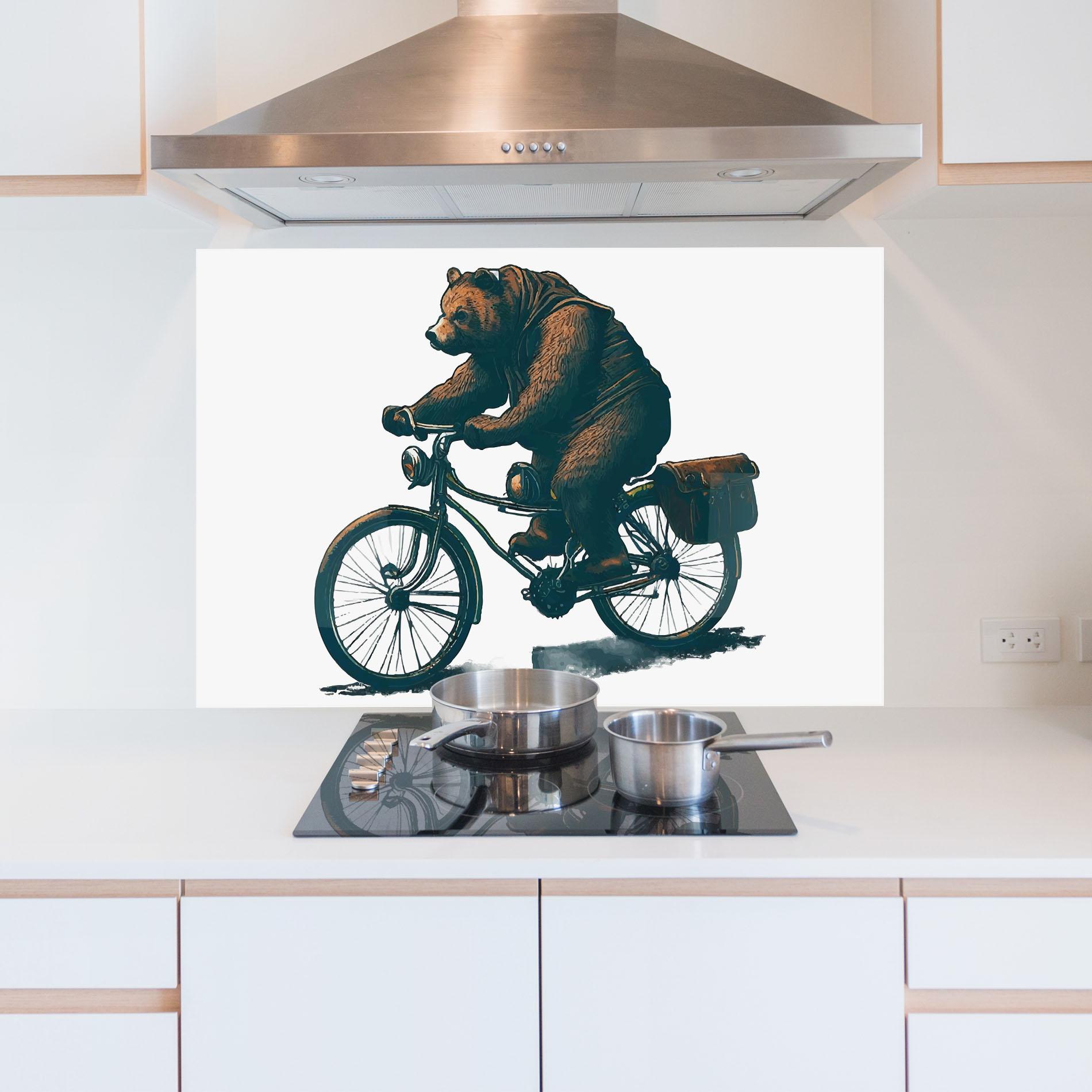 Küchenrückwand Glas Bear Bike mockup 5