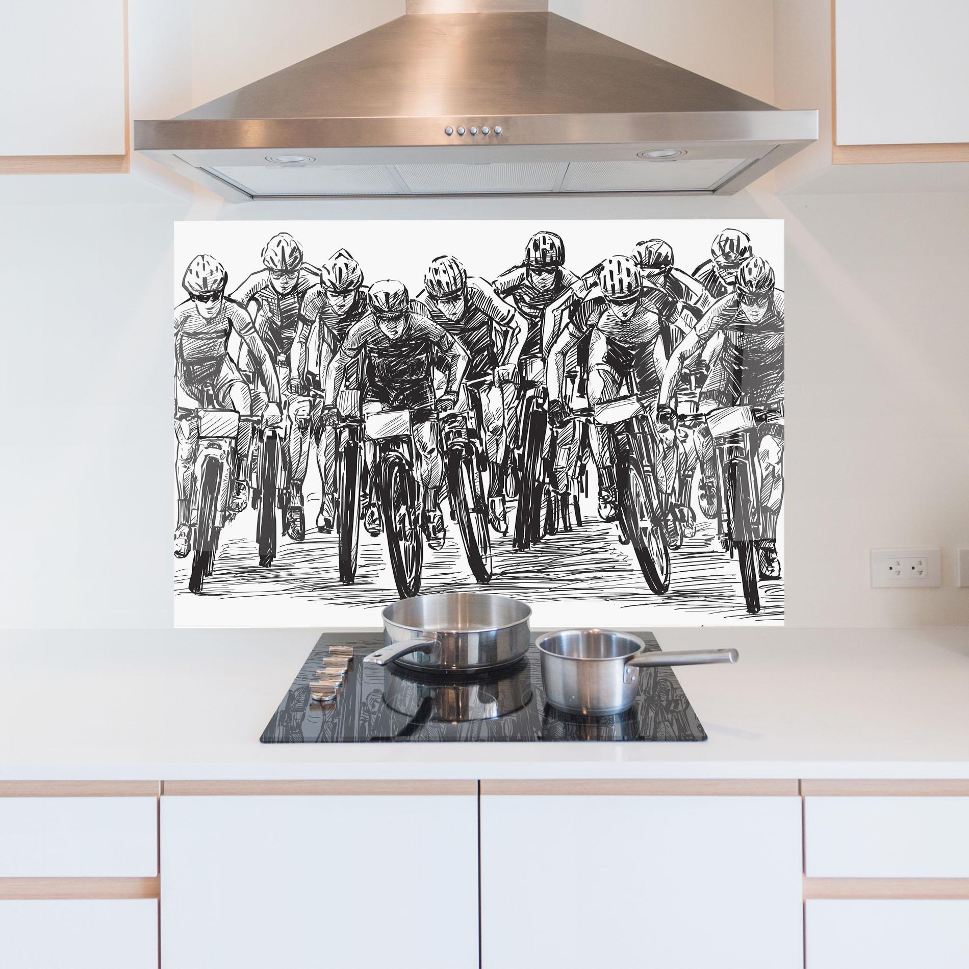 Küchenrückwand Glas Bike Contest Line mockup 5