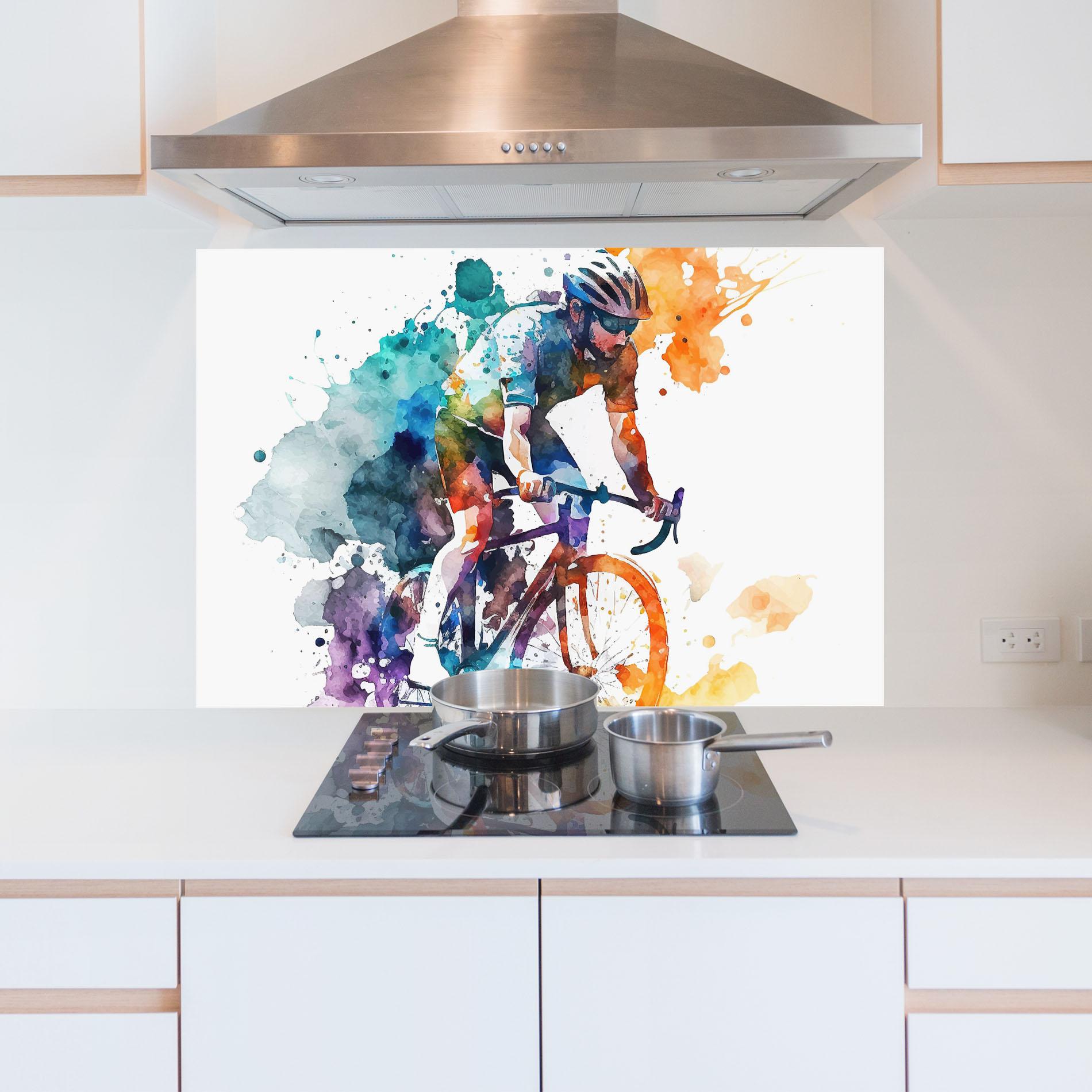 Küchenrückwand Glas Cycling Watercolor mockup 5