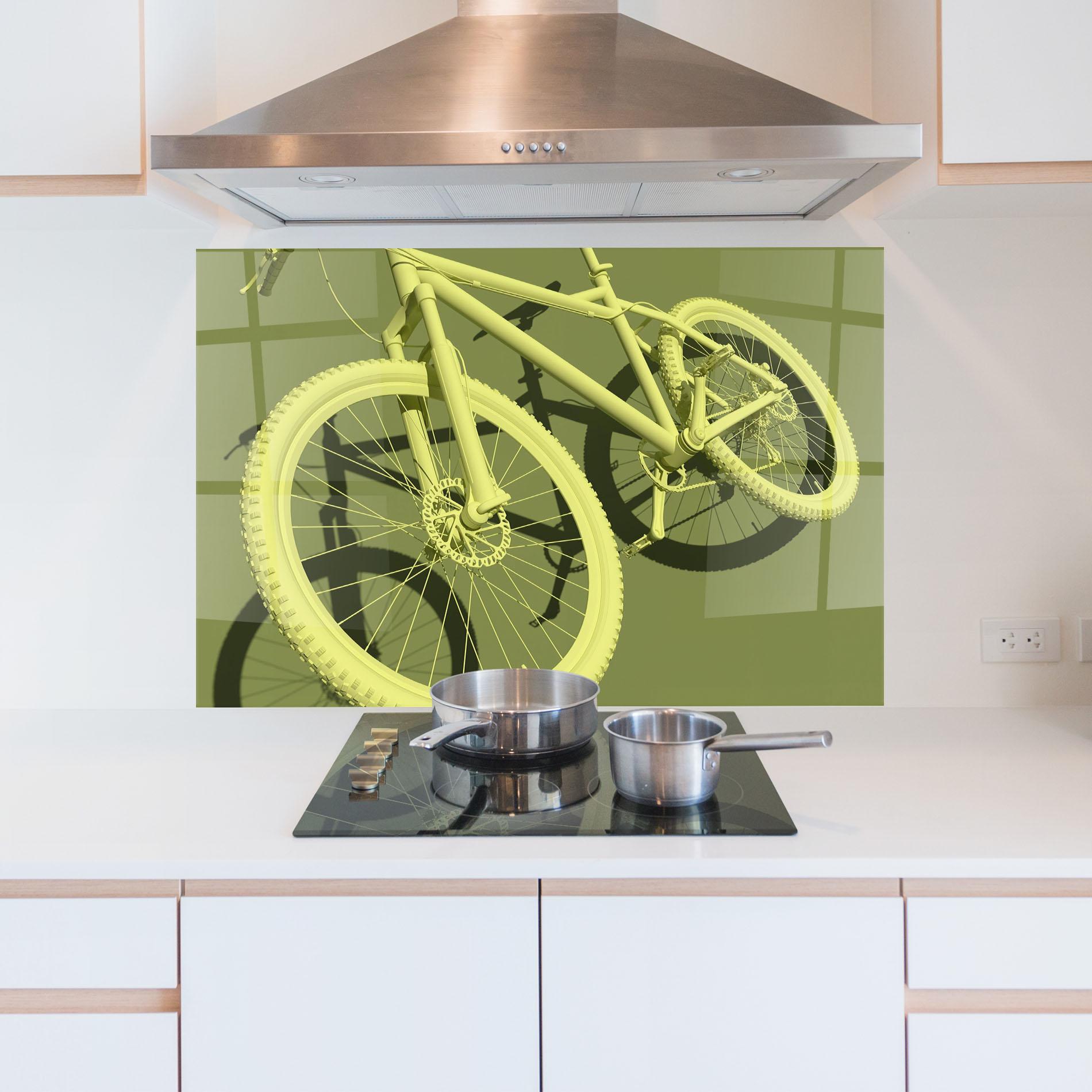 Küchenrückwand Glas Green 3d Bike mockup 5