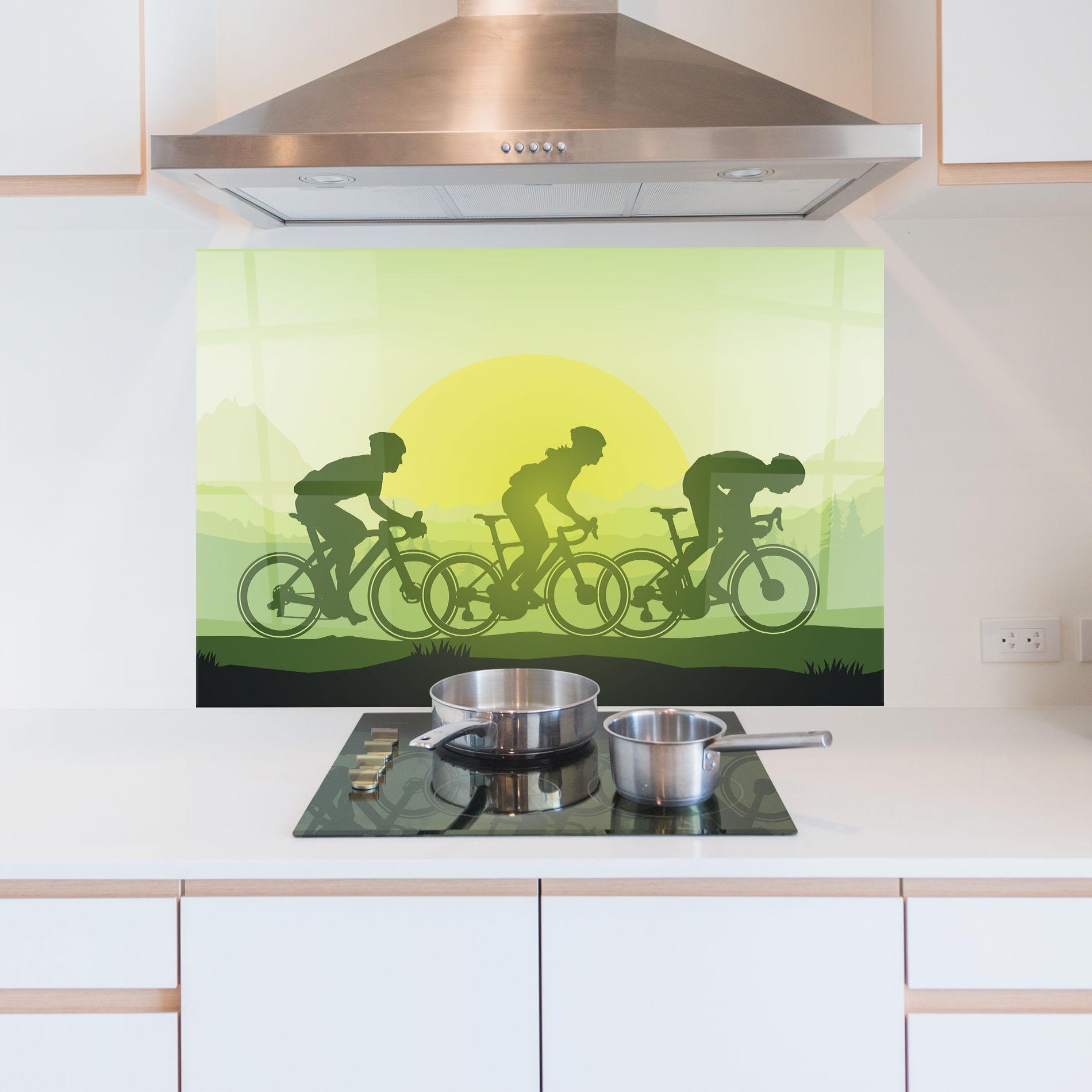 Küchenrückwand Glas Green Light Bicycle mockup 5