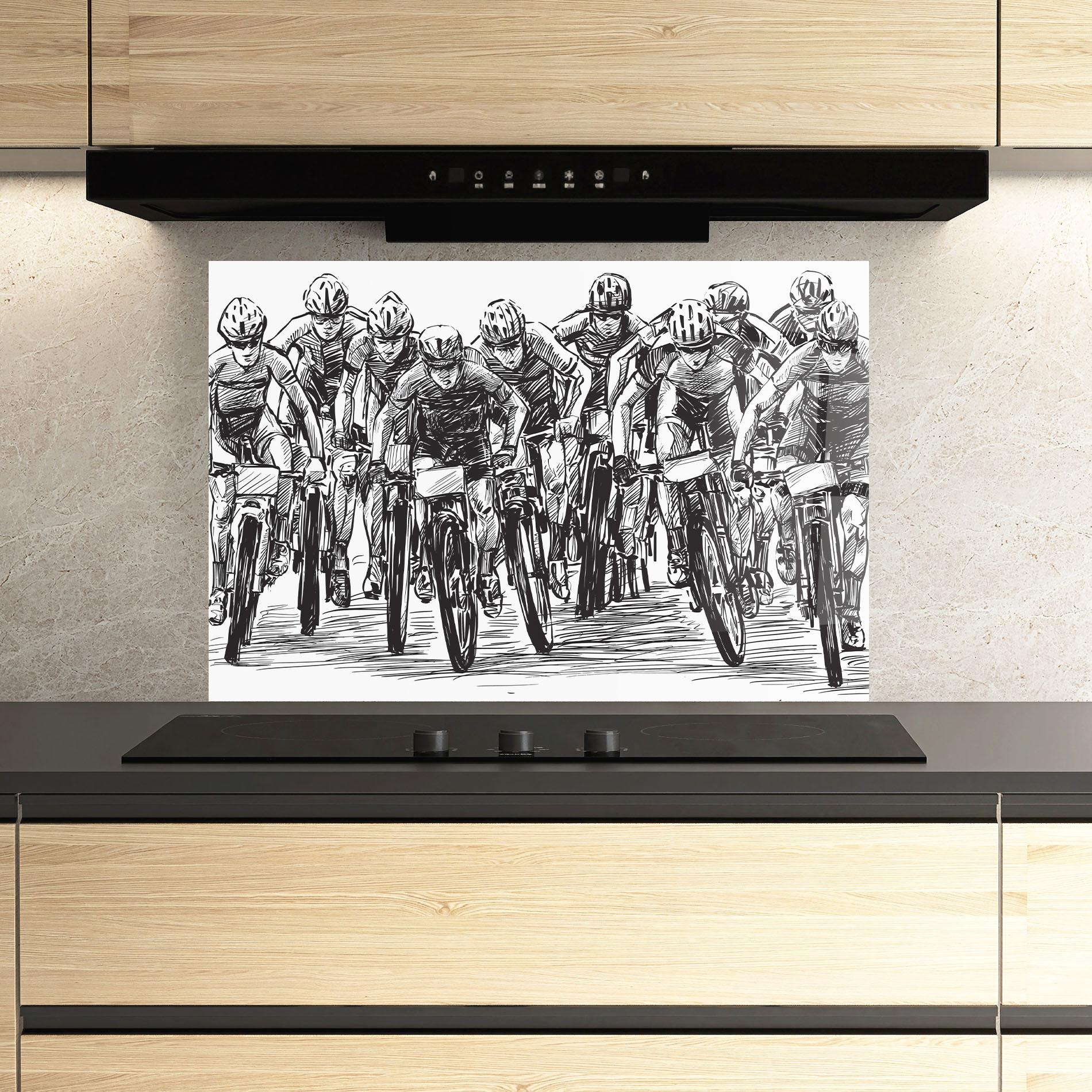 Küchenrückwand Glas Bike Contest Line mockup 3