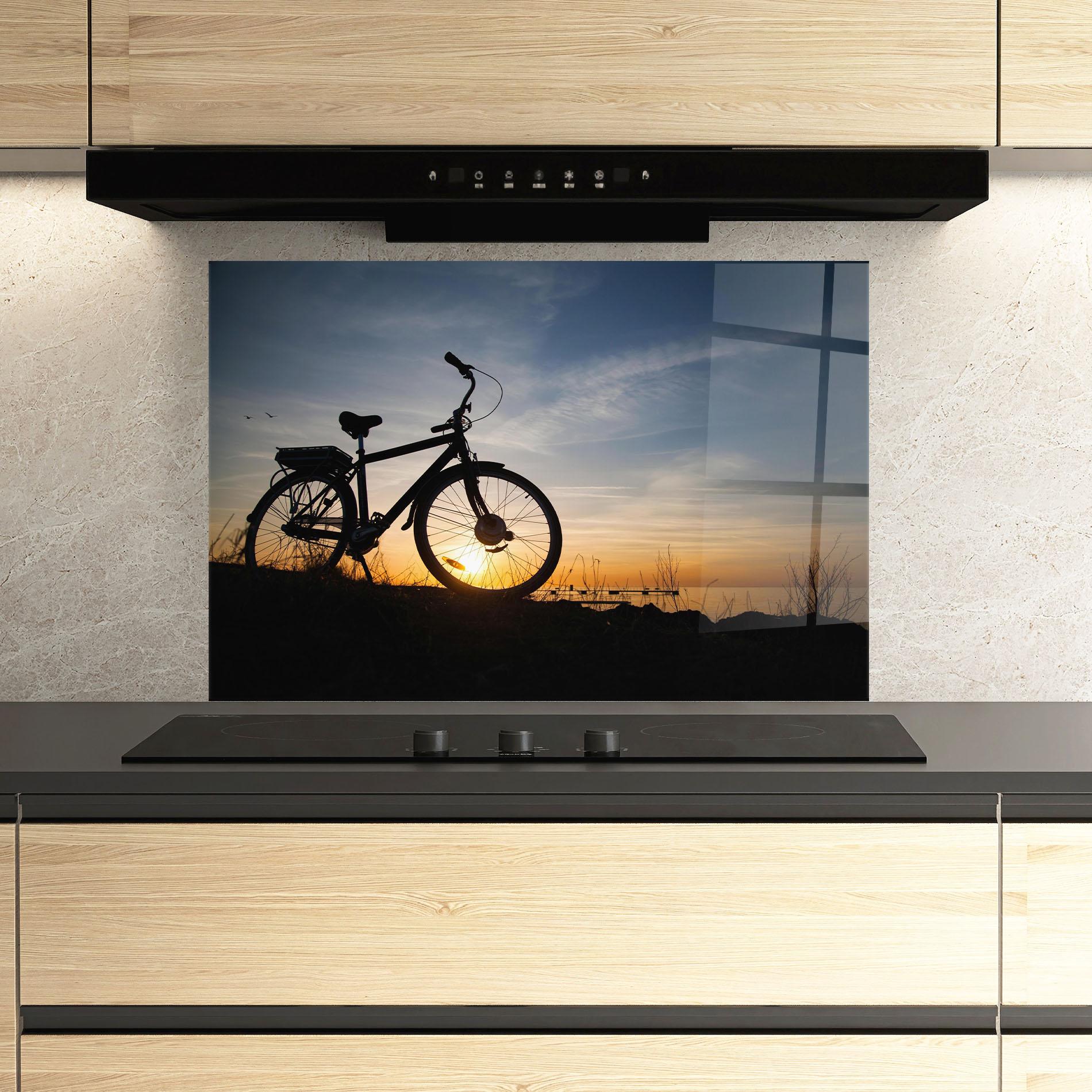 Küchenrückwand Glas Blue Sky Bike mockup 3