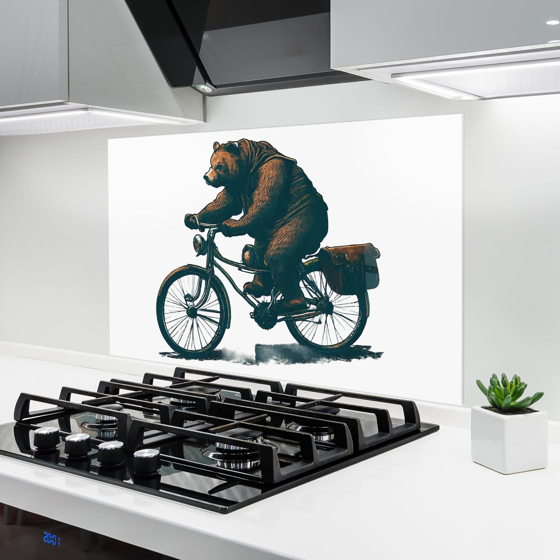 Küchenrückwand Glas Bear Bike mockup 6
