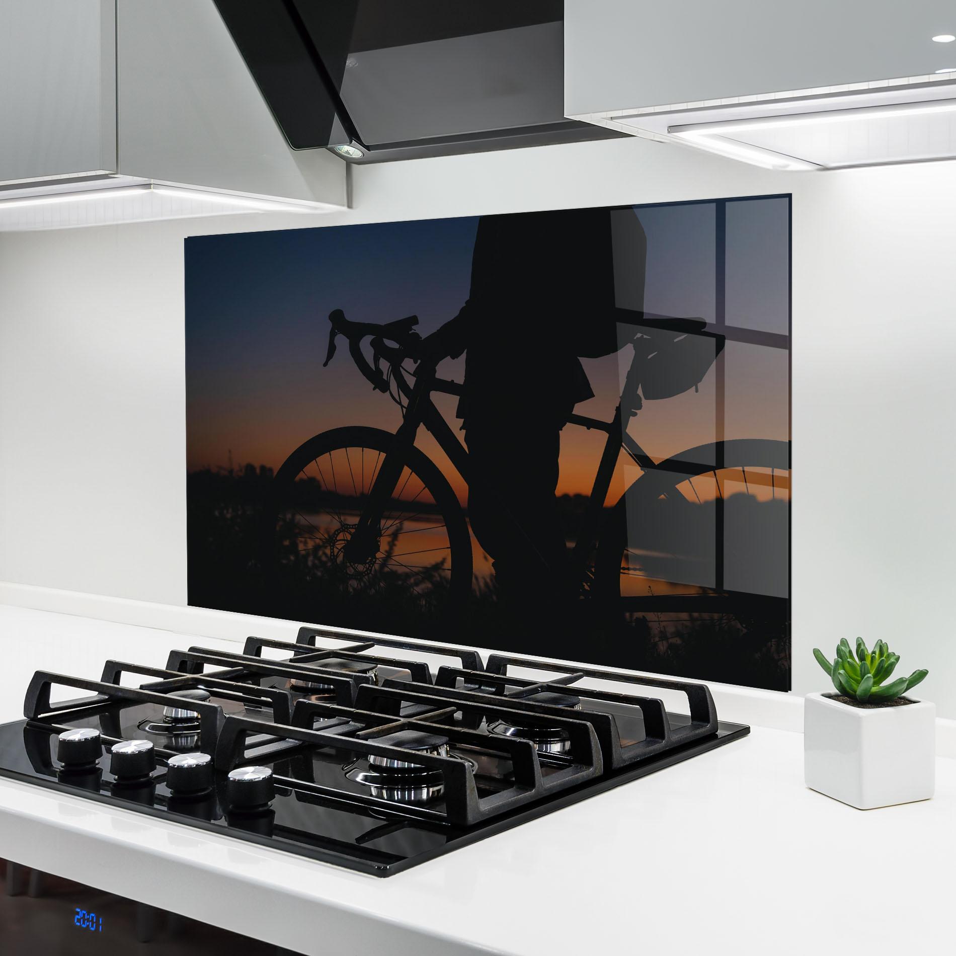 Küchenrückwand Glas Bike Near Lake mockup 6