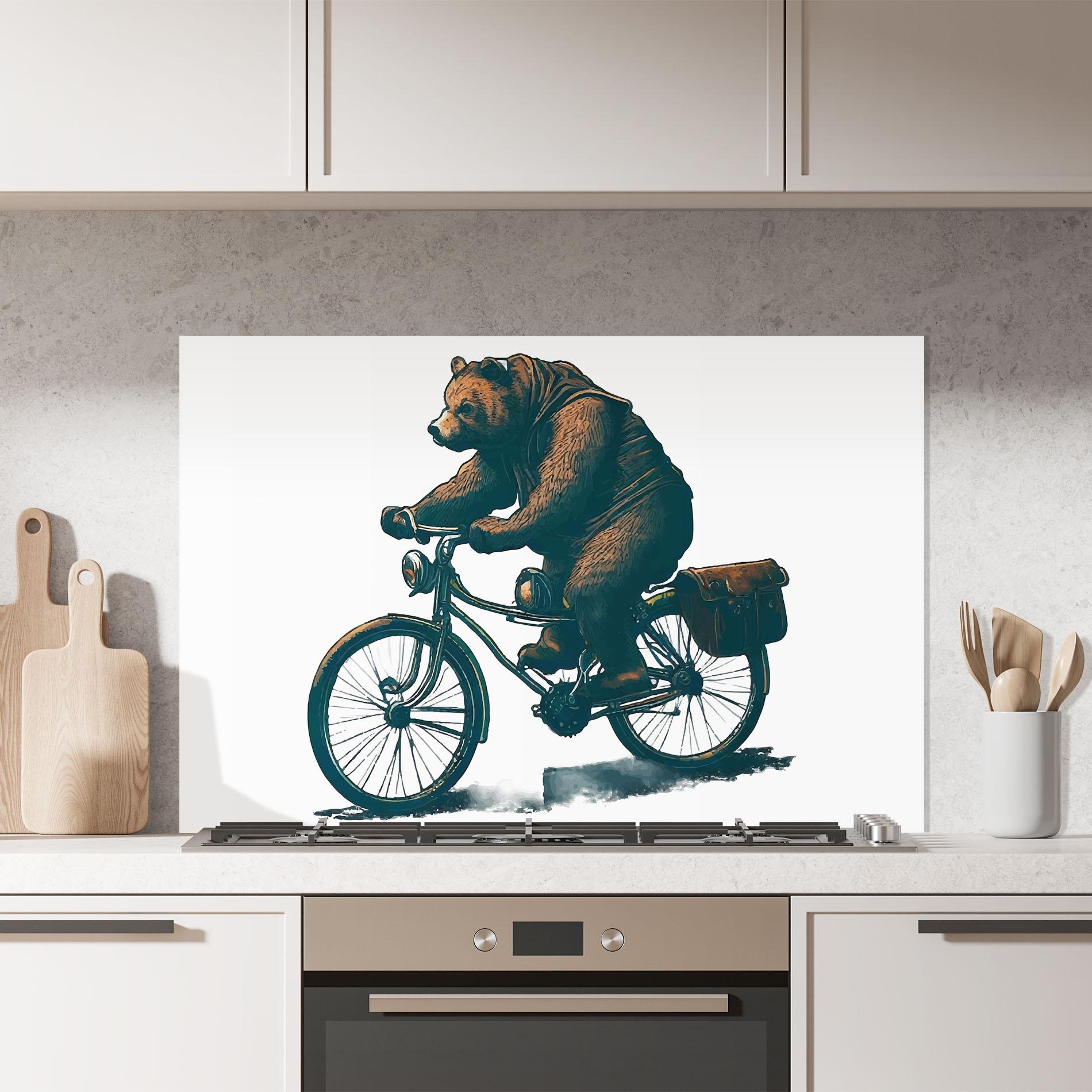 Küchenrückwand Glas Bear Bike mockup 7