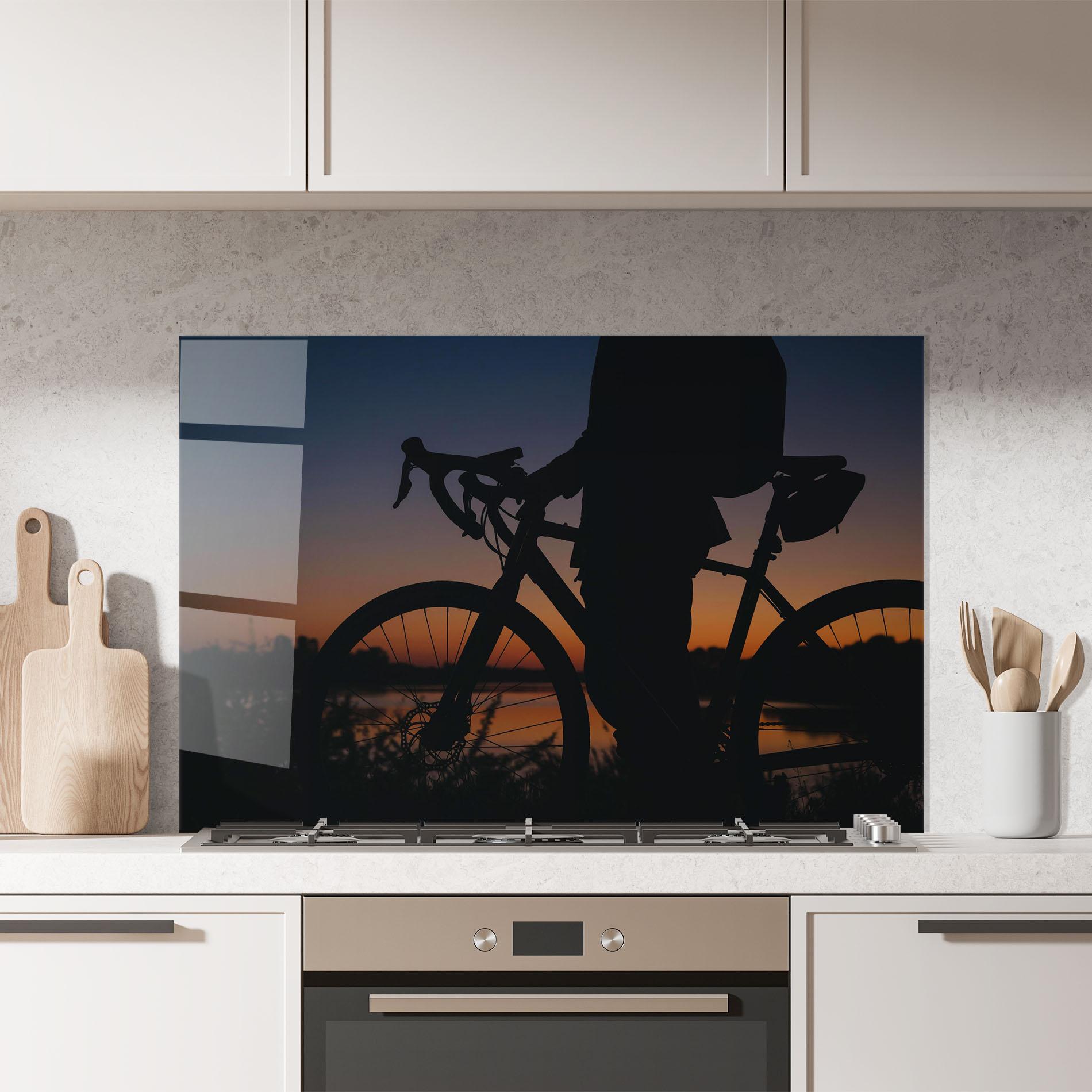 Küchenrückwand Glas Bike Near Lake mockup 7