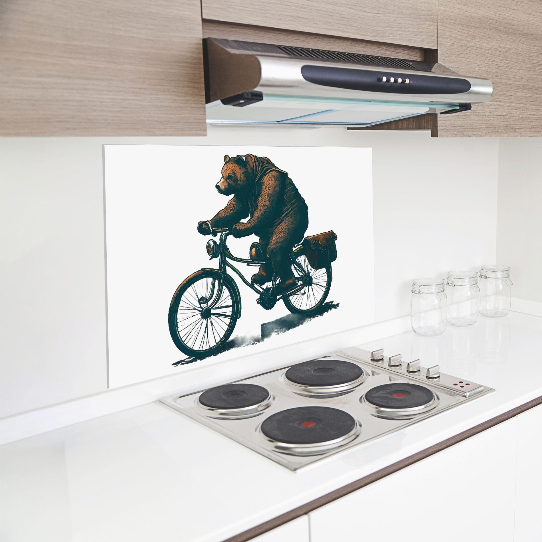 Küchenrückwand Glas Bear Bike mockup 8