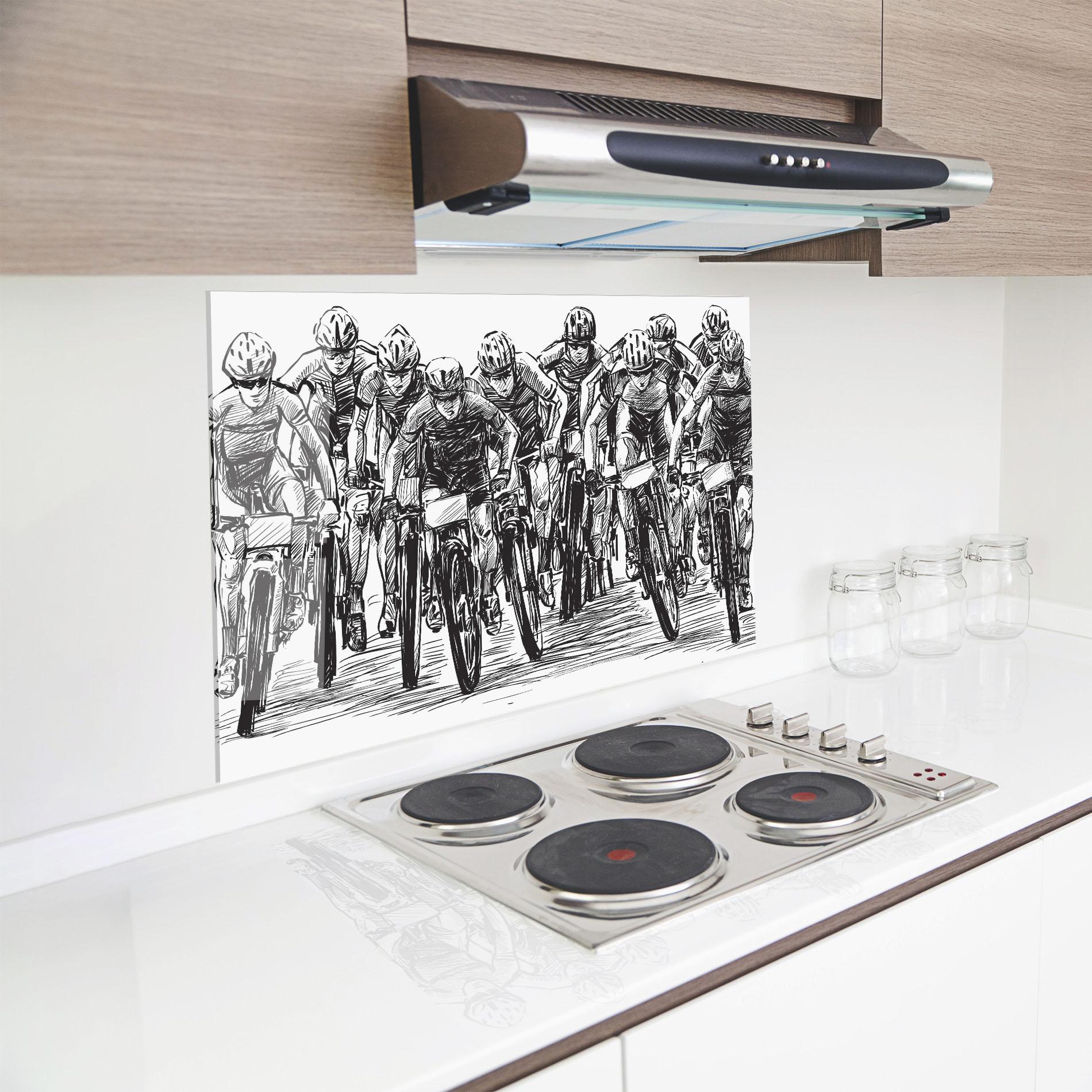 Küchenrückwand Glas Bike Contest Line mockup 8