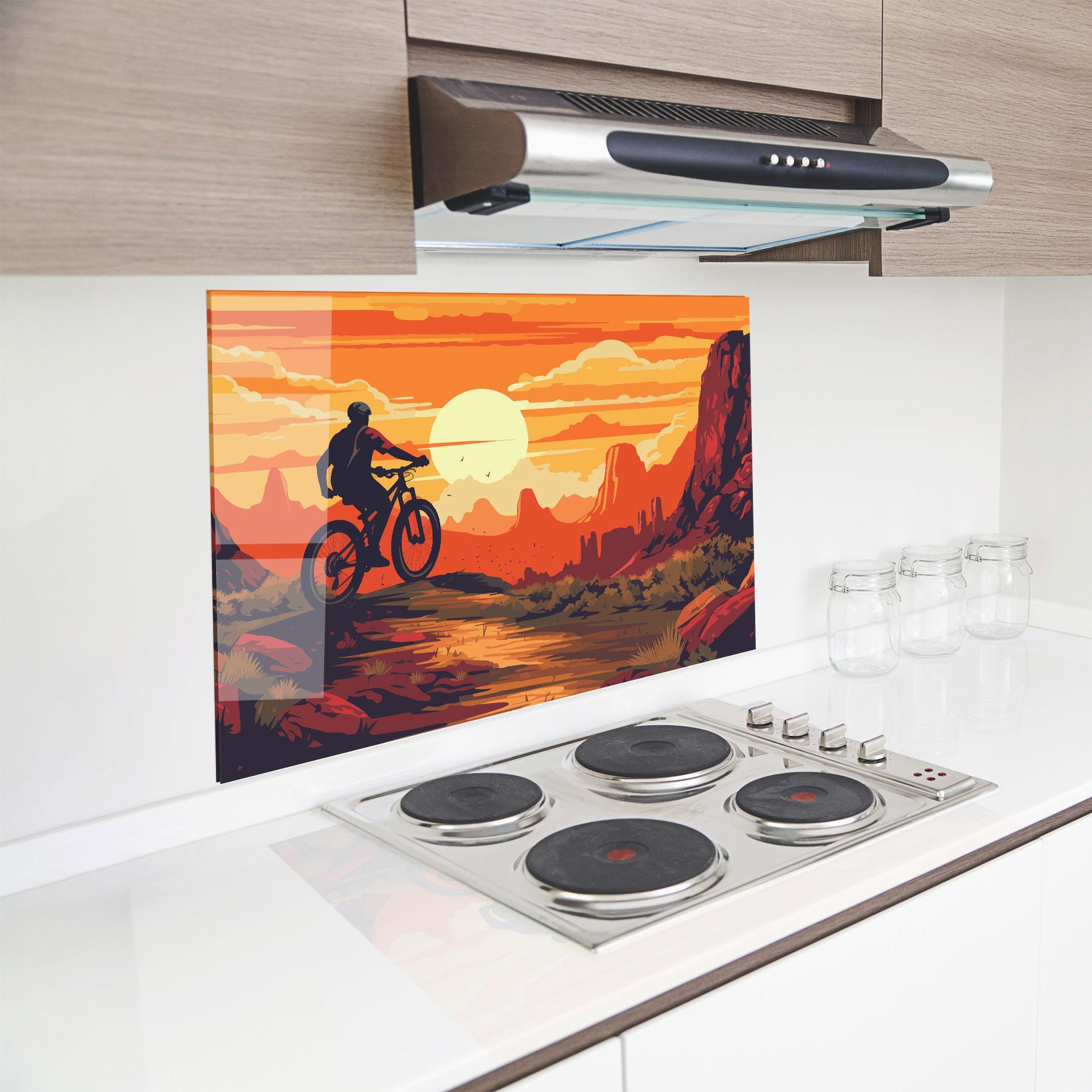 Küchenrückwand Glas Bike Mountain View mockup 8