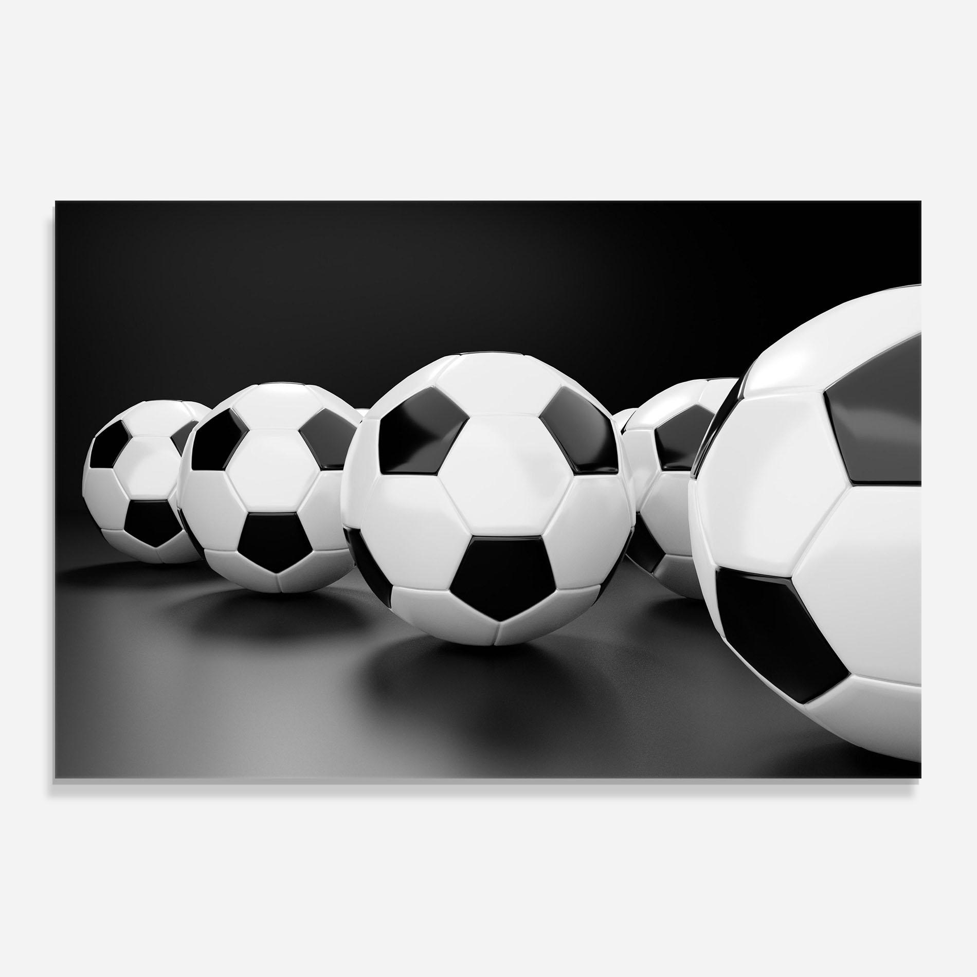 Küchenrückwand Glas Black White Football mockup 0