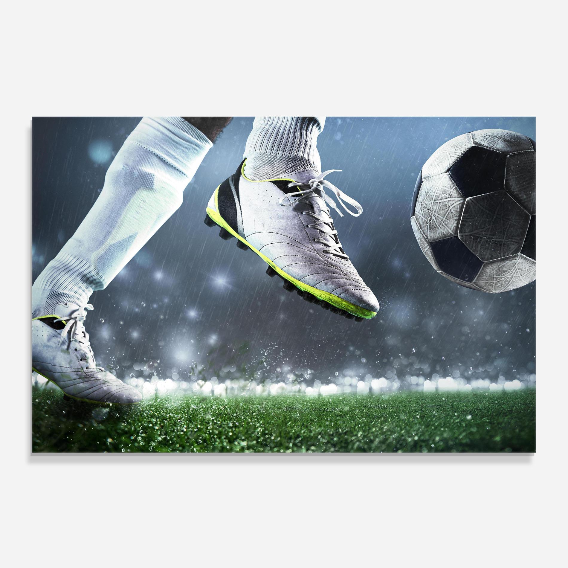 Küchenrückwand Glas Close Up Football Scene mockup 0