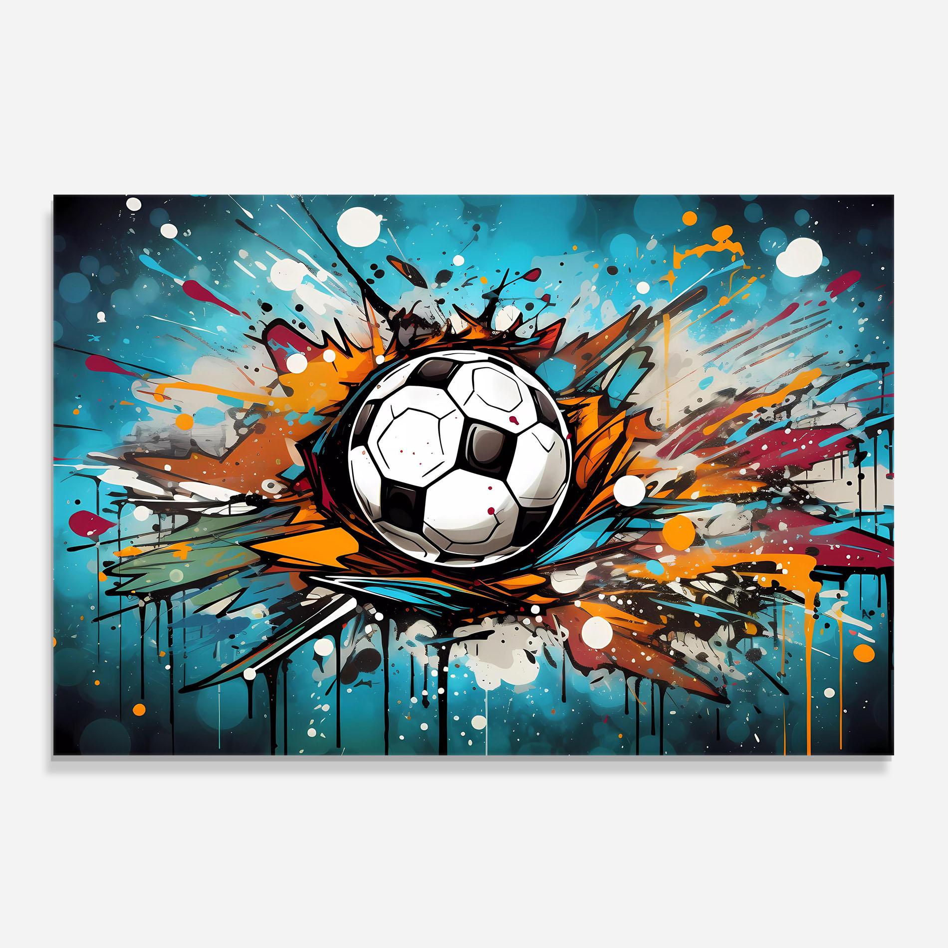 Küchenrückwand Glas Football Graffiti Style mockup 0