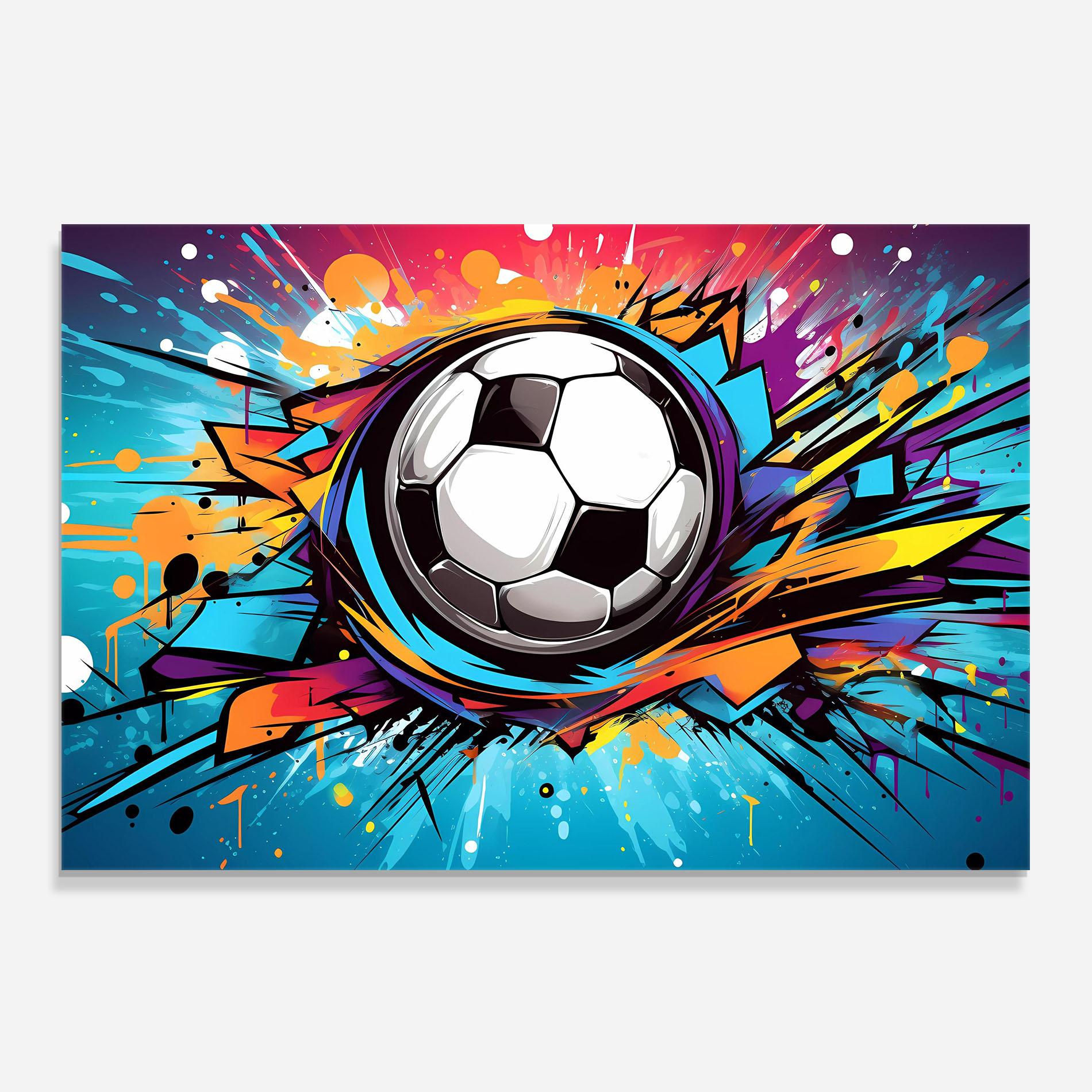 Küchenrückwand Glas Graffiti Football Flight mockup 0