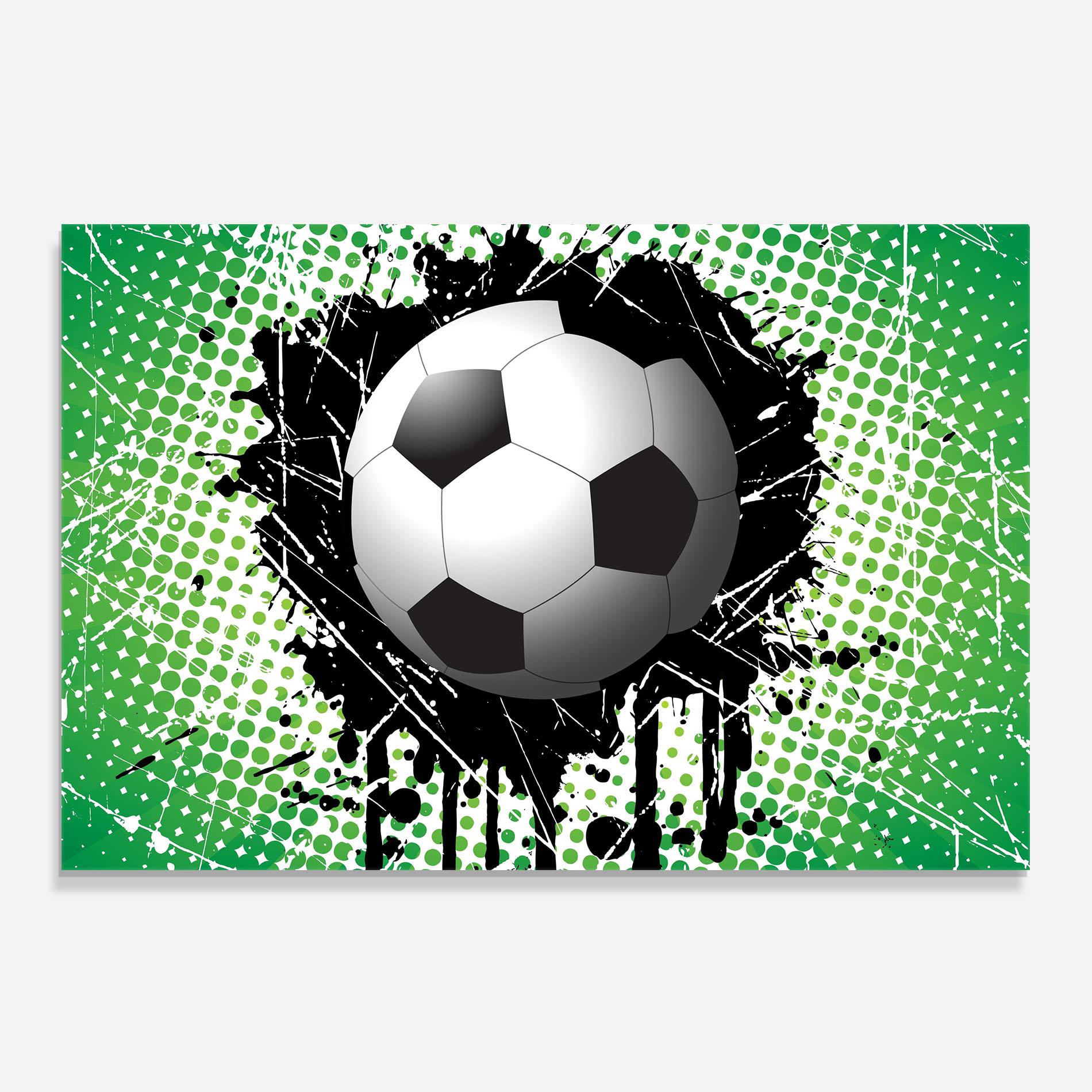 Küchenrückwand Glas Green Black Football mockup 0