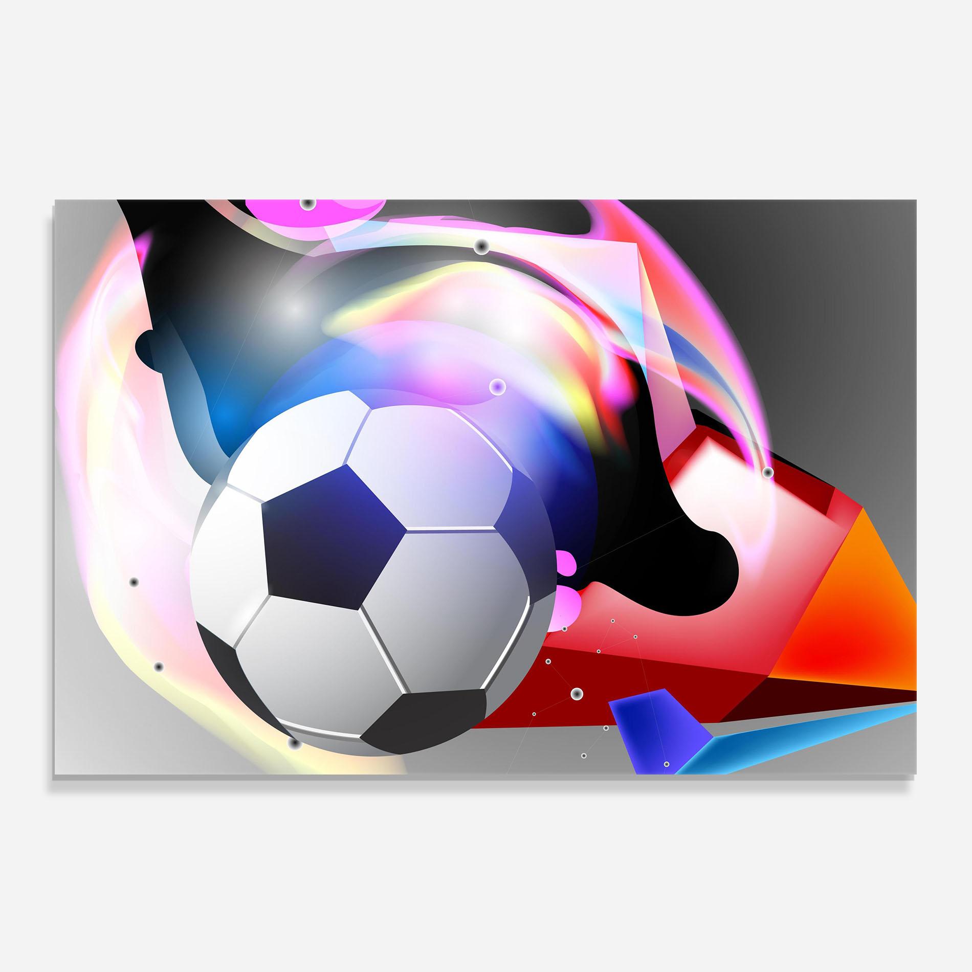 Küchenrückwand Glas Pink Blue Football Art mockup 0