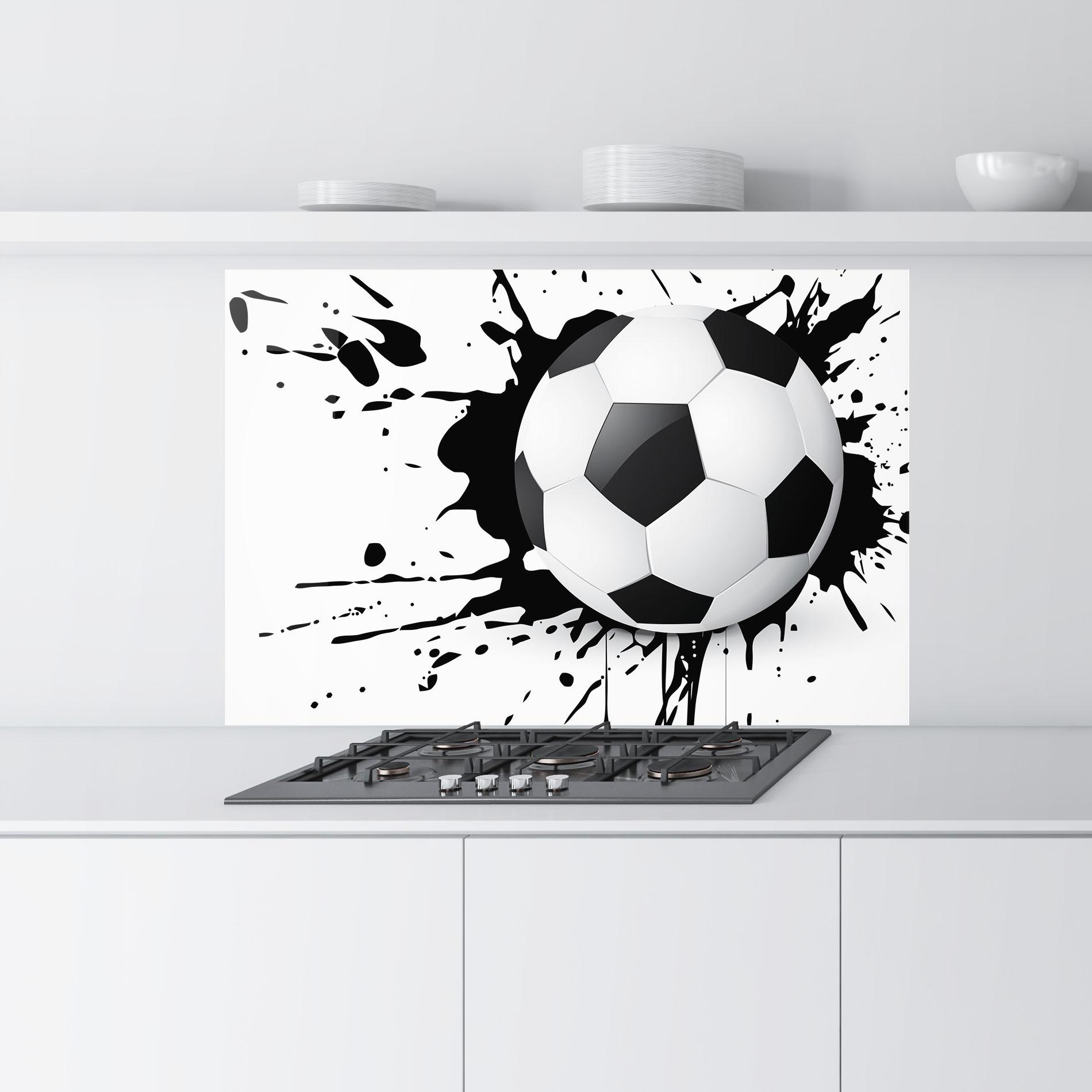 Küchenrückwand Glas Black Paint Football mockup 9