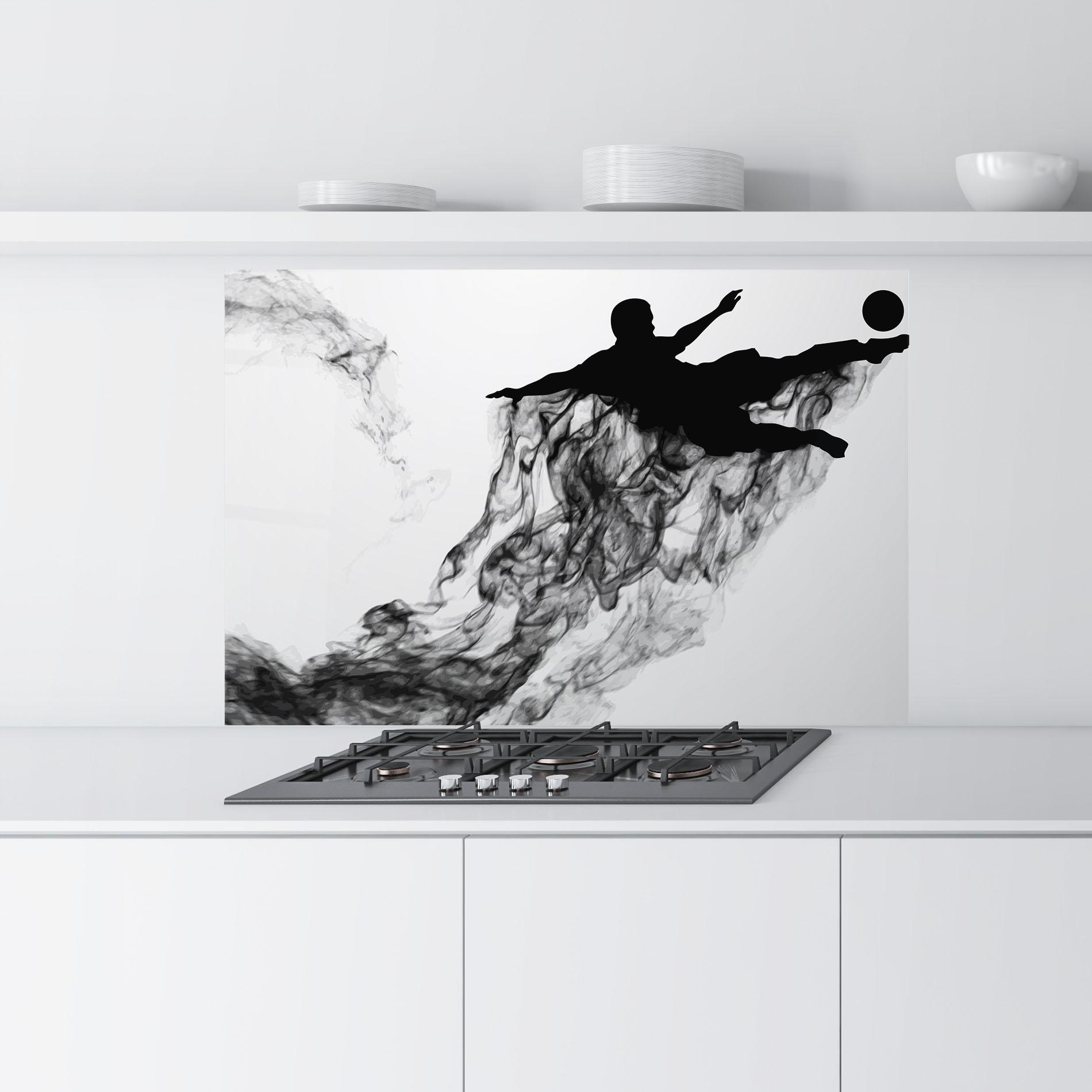 Küchenrückwand Glas Black Smoke Football mockup 9