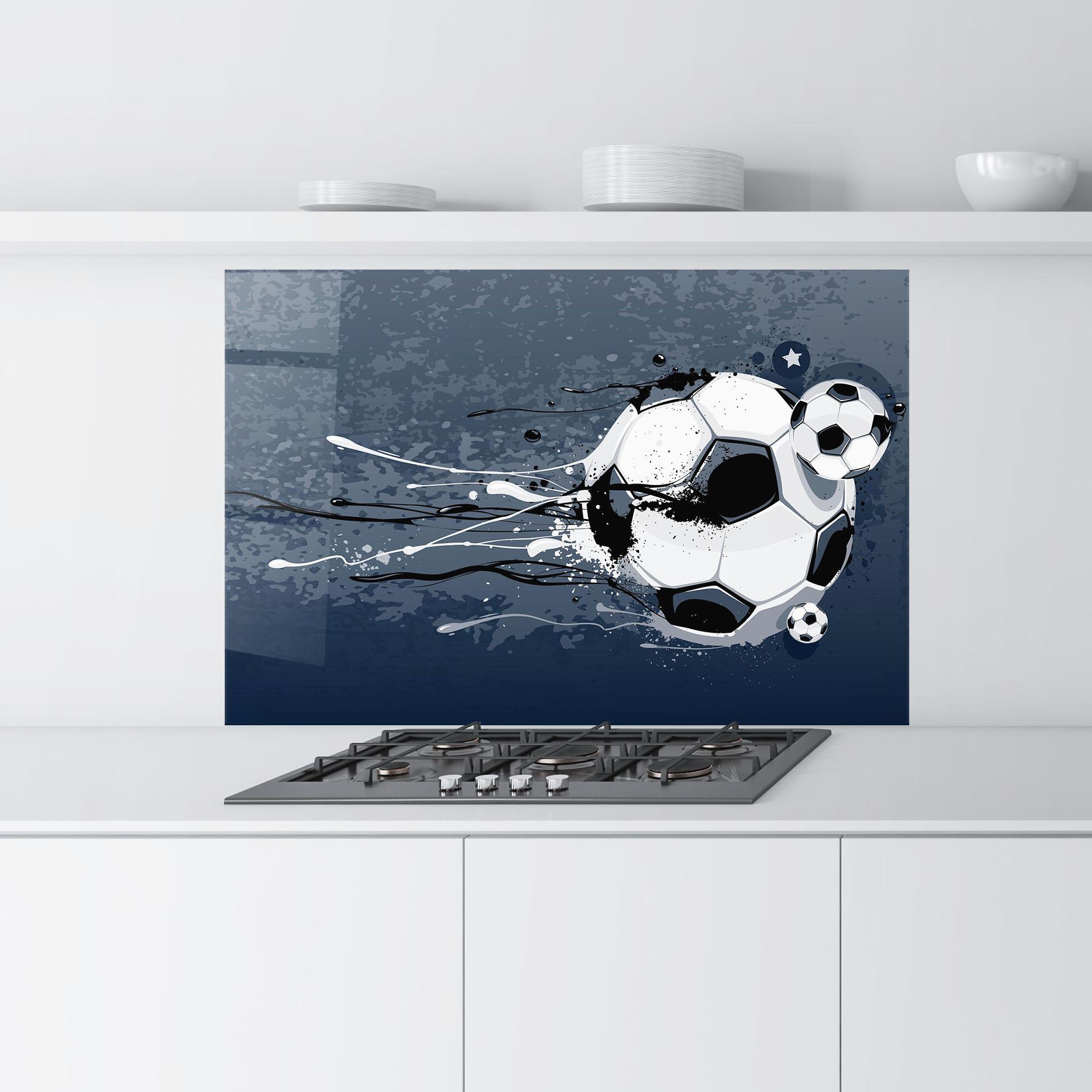 Küchenrückwand Glas Blue Football mockup 9