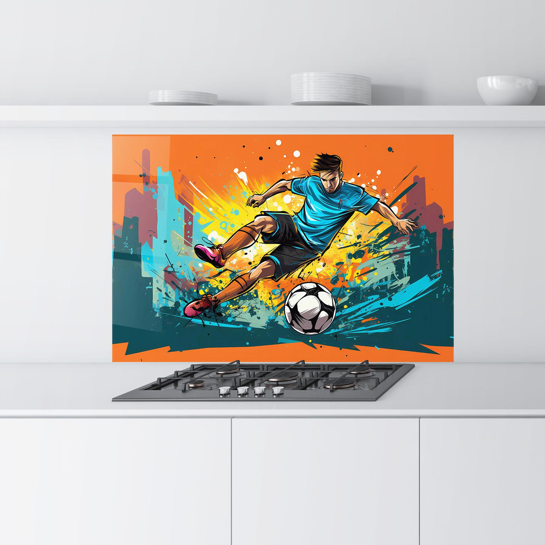 Küchenrückwand Glas Blue Tshirt Football mockup 9