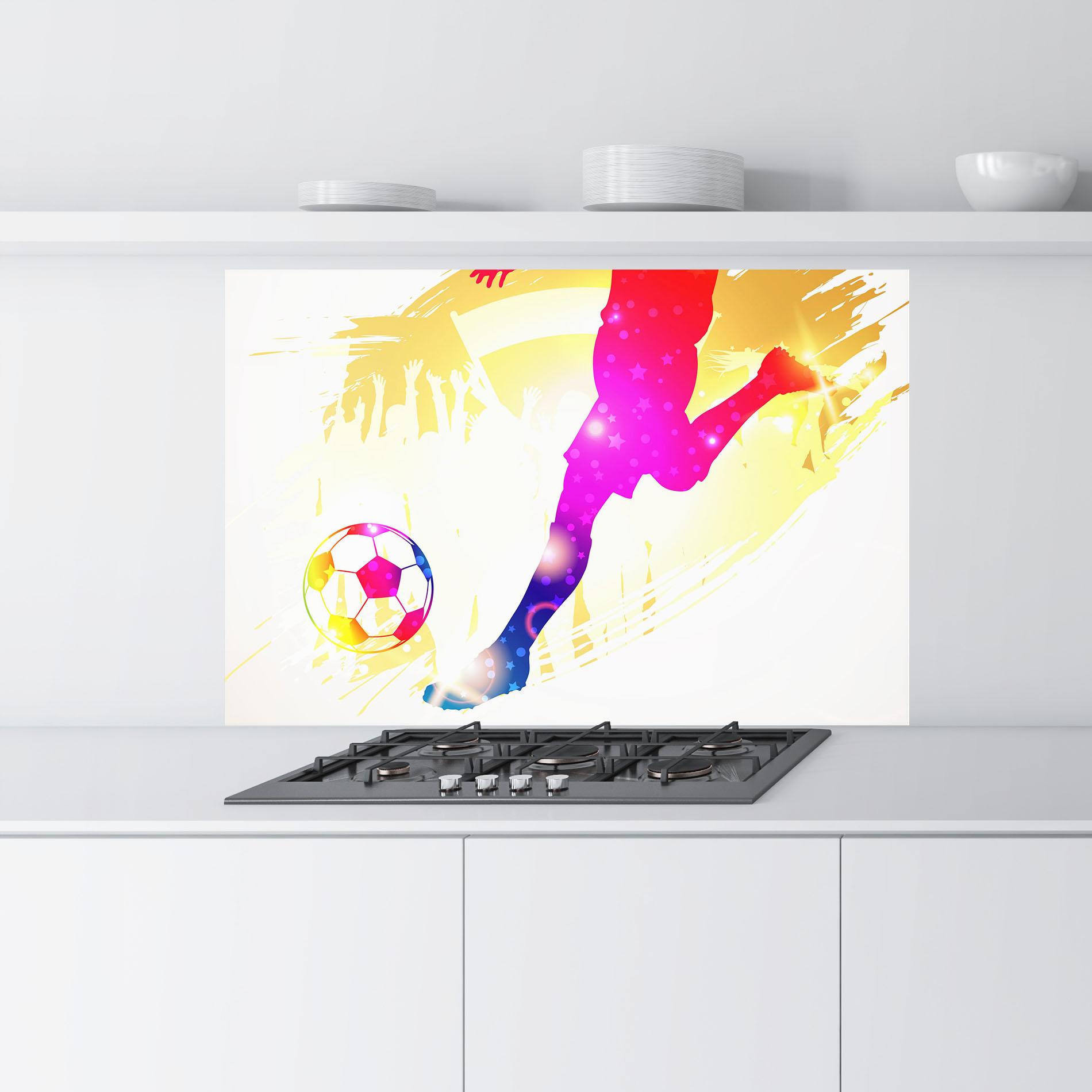 Küchenrückwand Glas Football Gold Art mockup 9