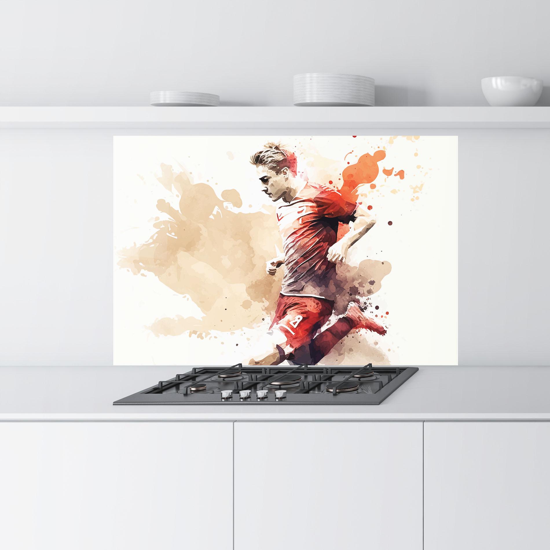 Küchenrückwand Glas Football Red Cream mockup 9