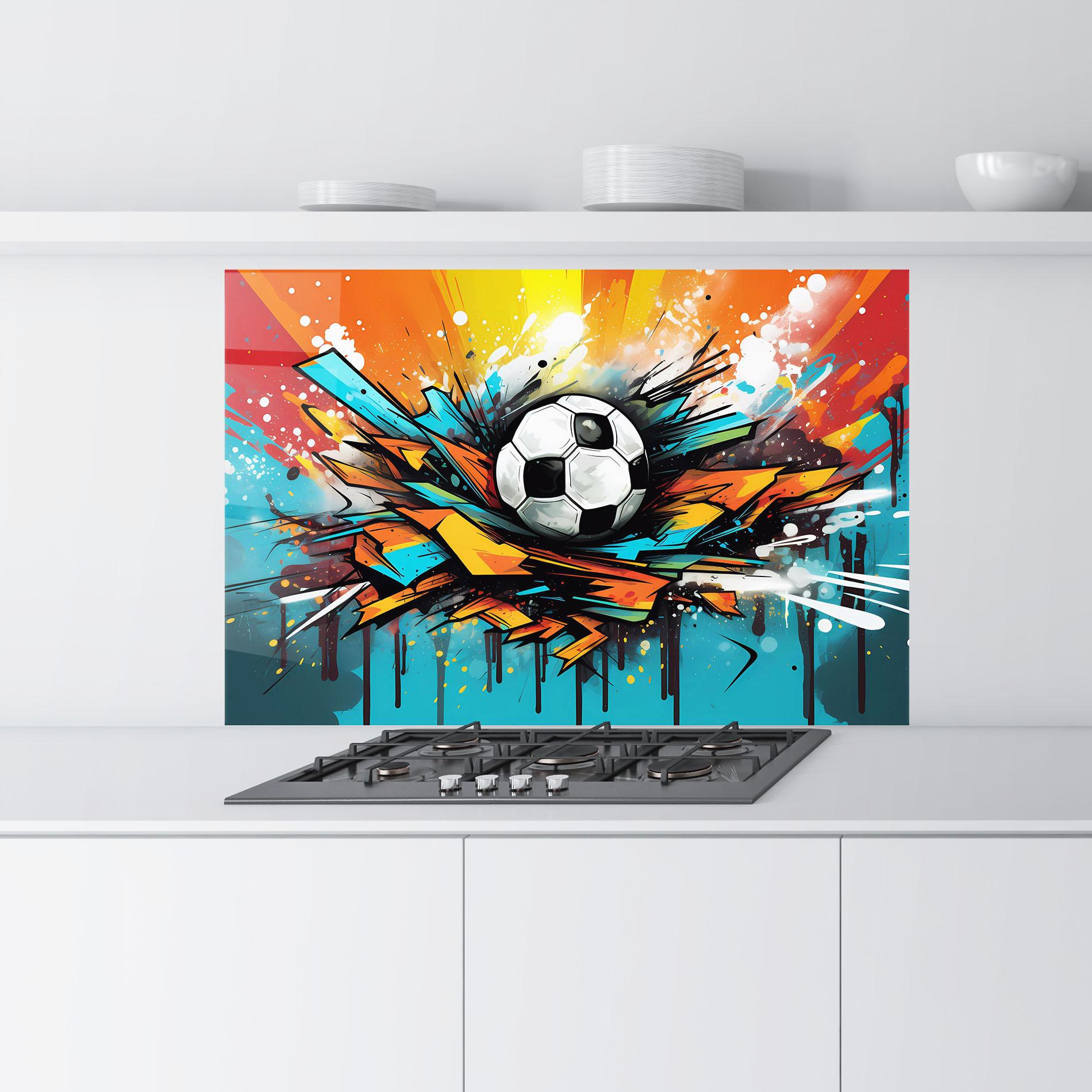 Küchenrückwand Glas Graffiti Style Football mockup 9