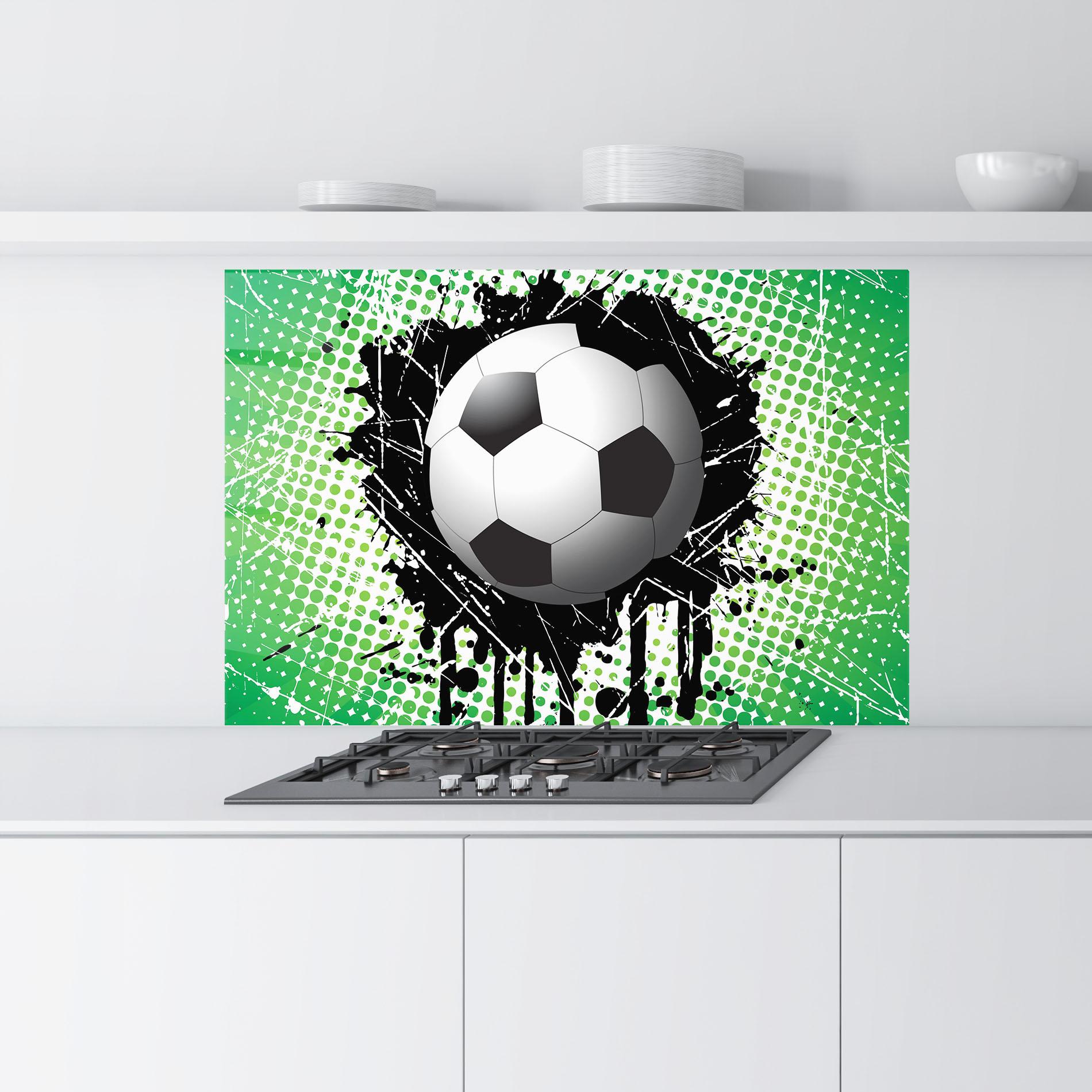 Küchenrückwand Glas Green Black Football mockup 9