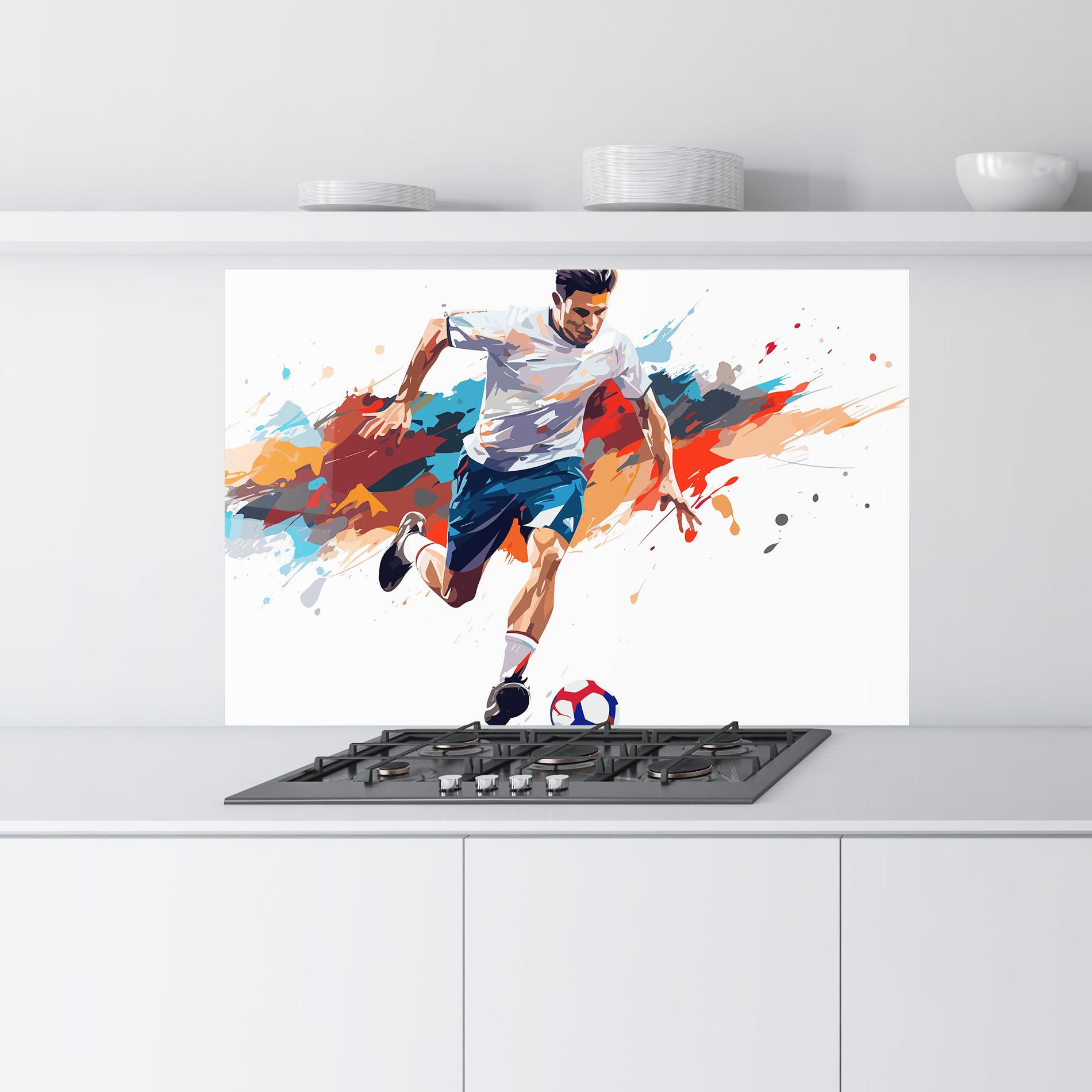 Küchenrückwand Glas Grey Blue Football mockup 9