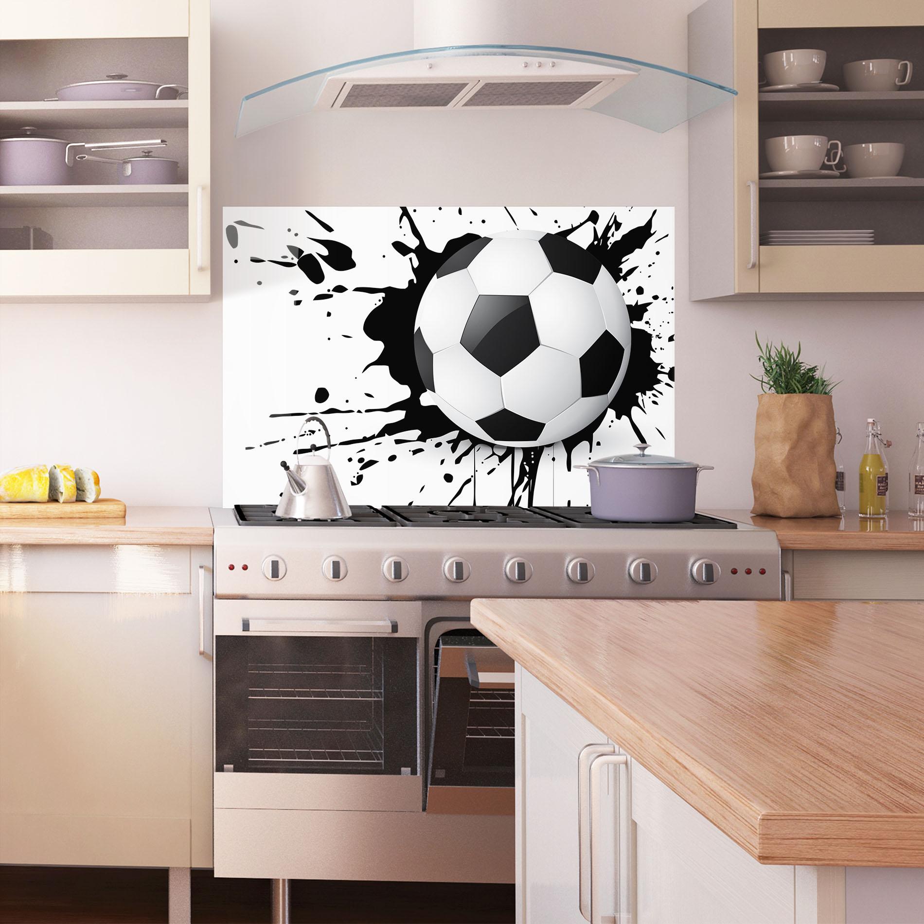 Küchenrückwand Glas Black Paint Football mockup 1